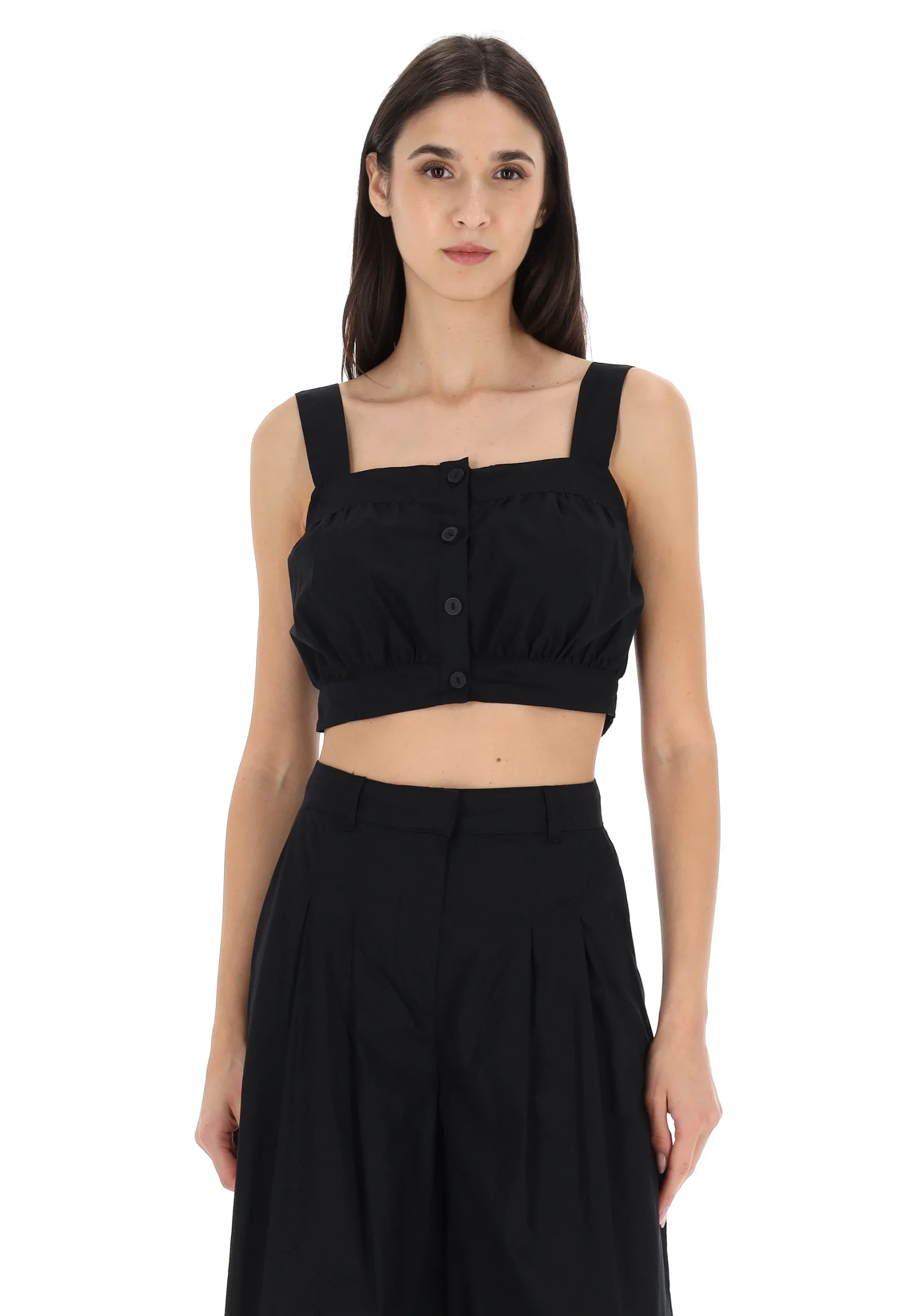 Top crop con bottoni in cotone organico Vero Moda