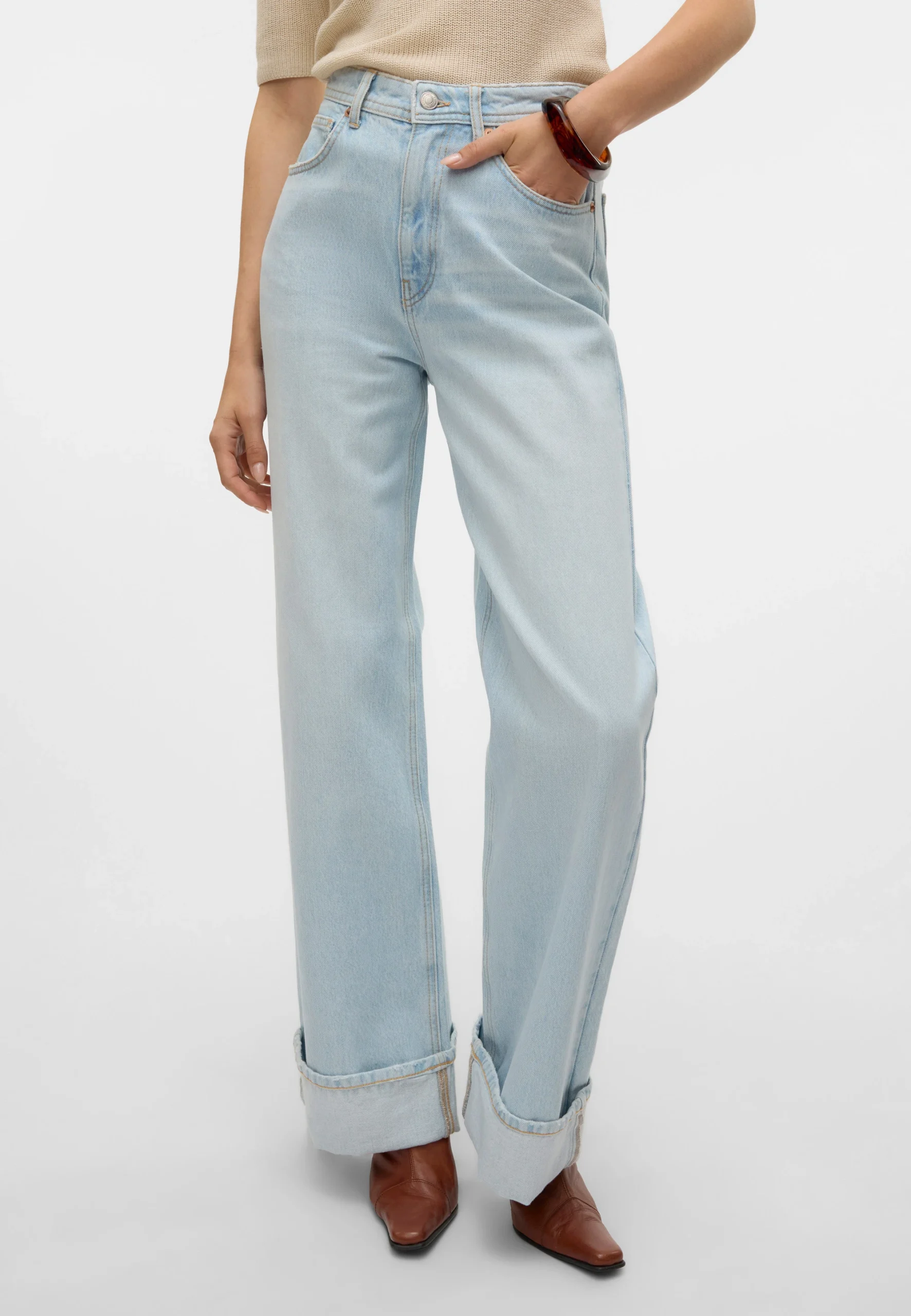 Jeans palazzo con risvolto Vero Moda donna