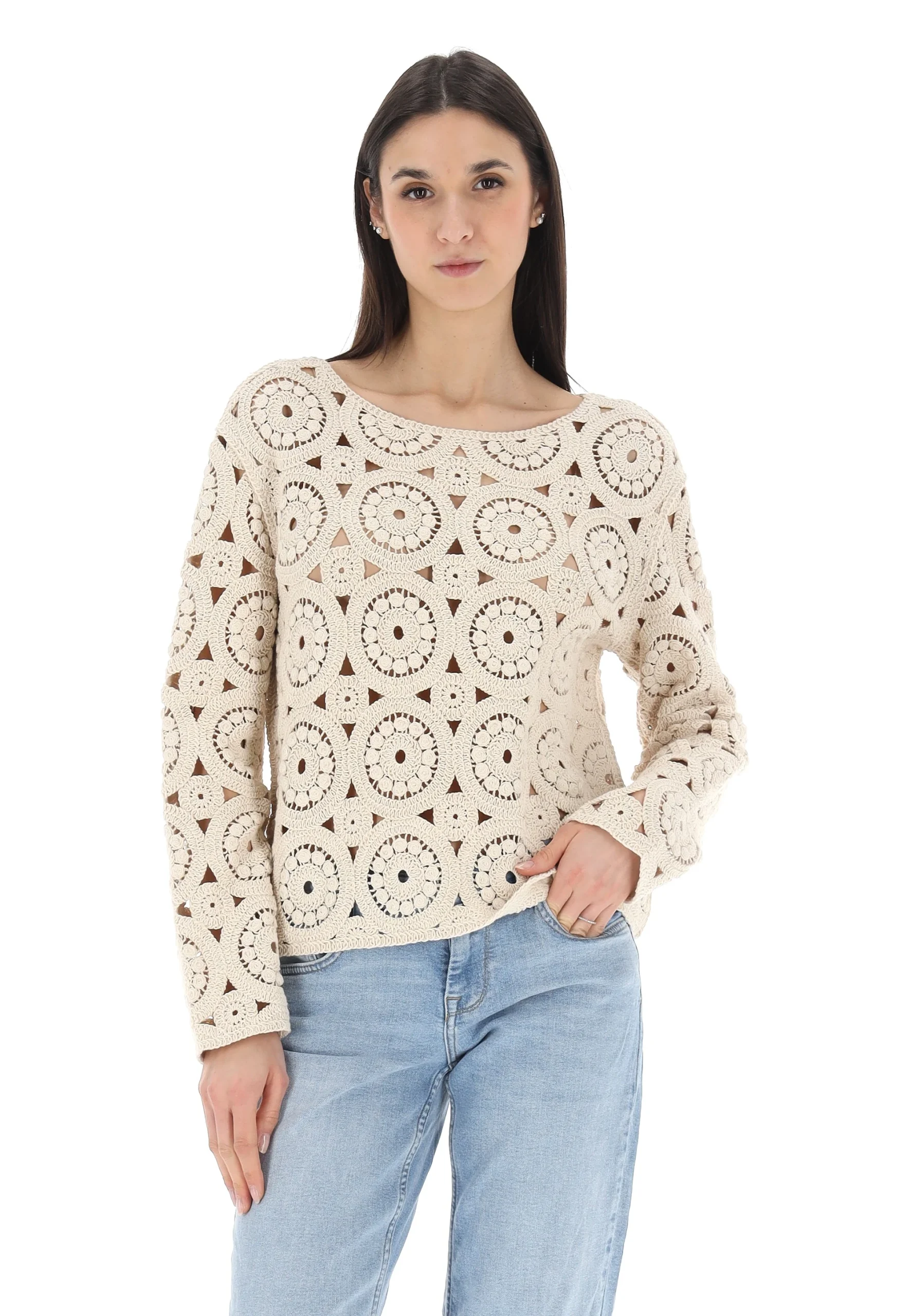 Maglia macramè in tinta unita Vero Moda donna