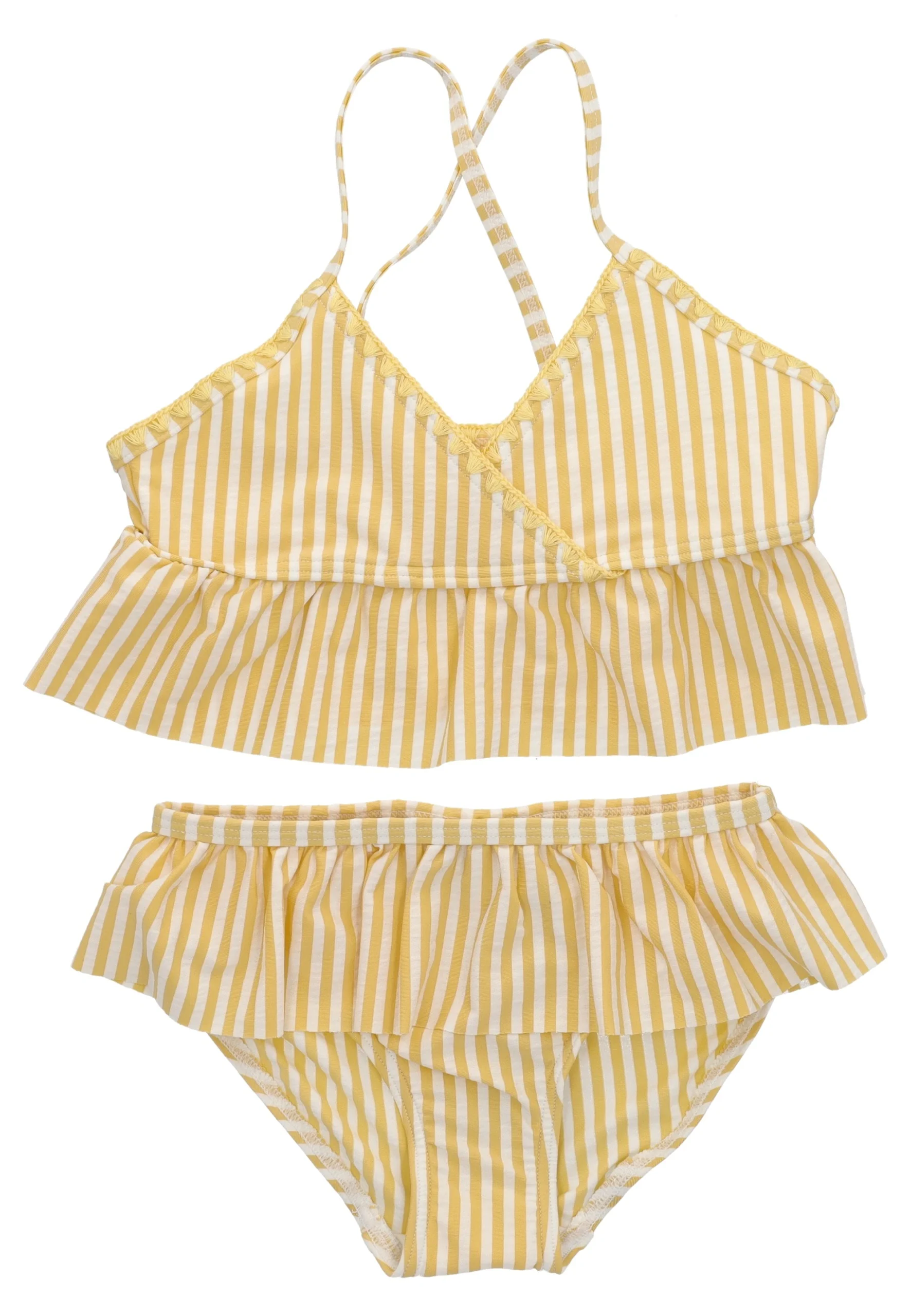 Bikini a righe con volant Lil' Atelier bambina