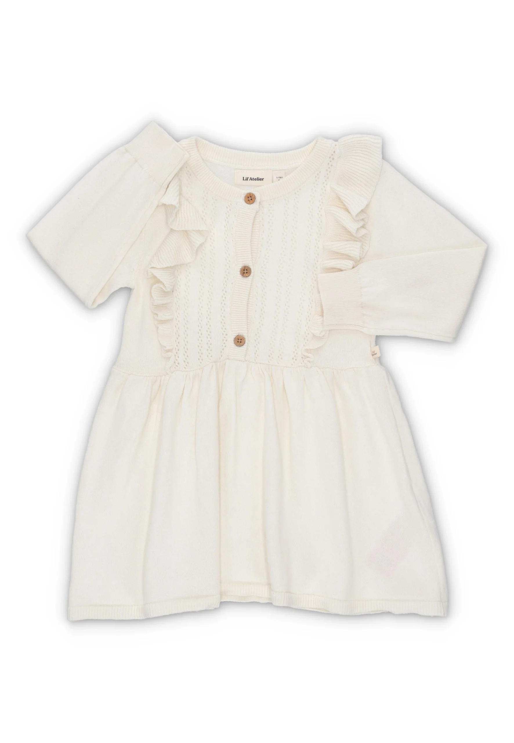 Vestito Lil' Atelier con rouches e bottoncini baby