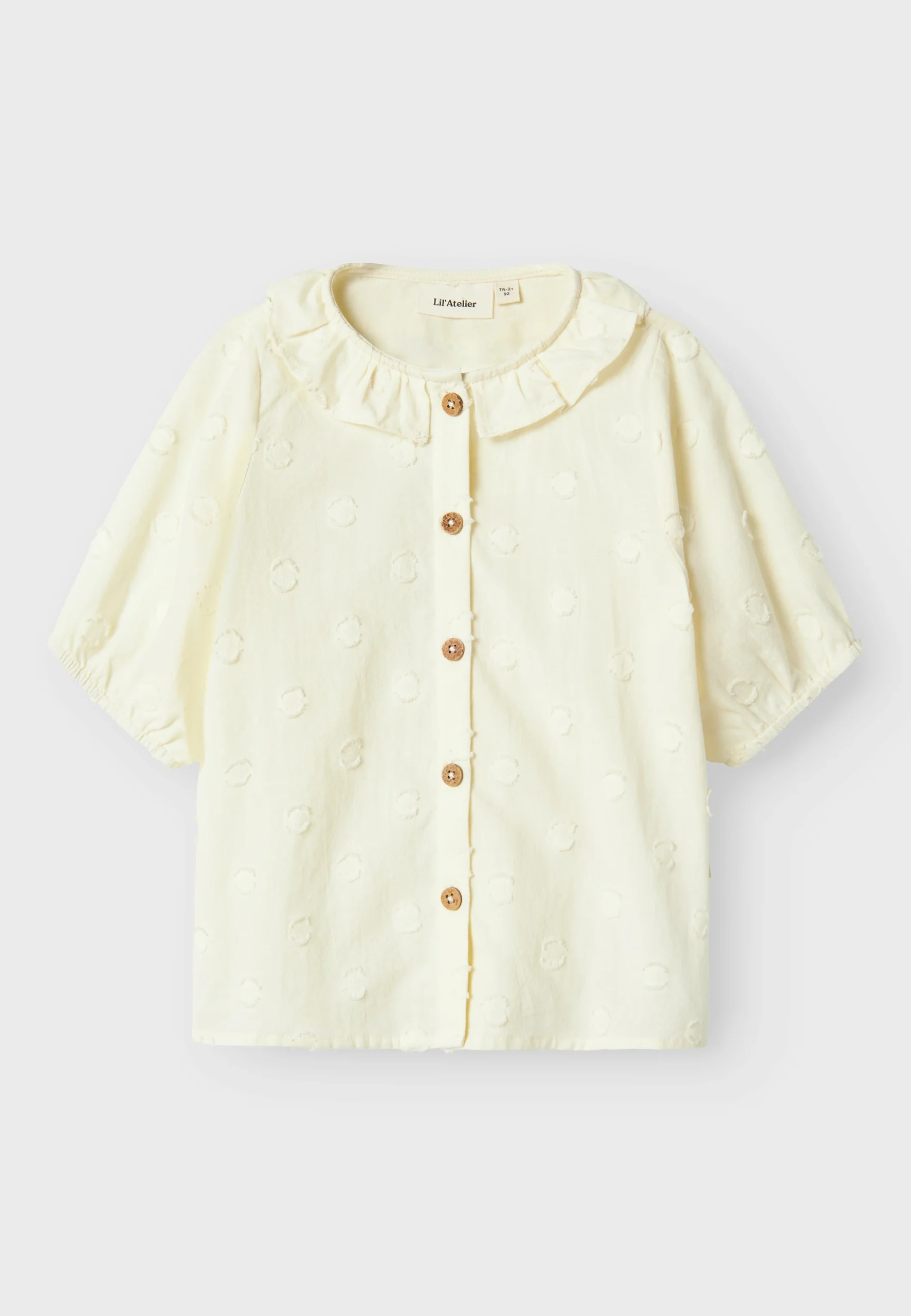 Camicetta manica palloncino Lil'Atelier bimba con pois tono su tono