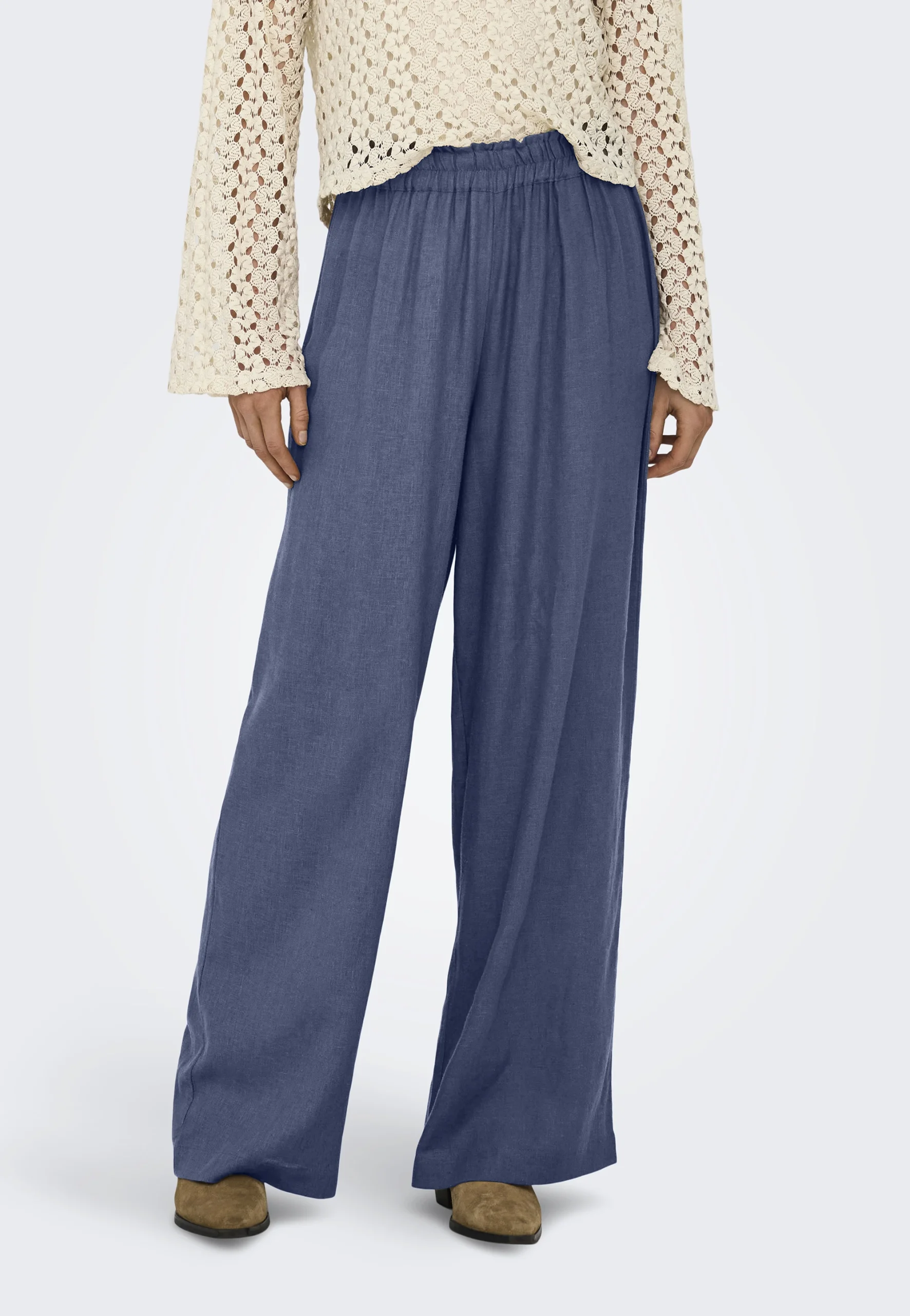 Pantalone a palazzo in lino e viscosa Only art.15259590