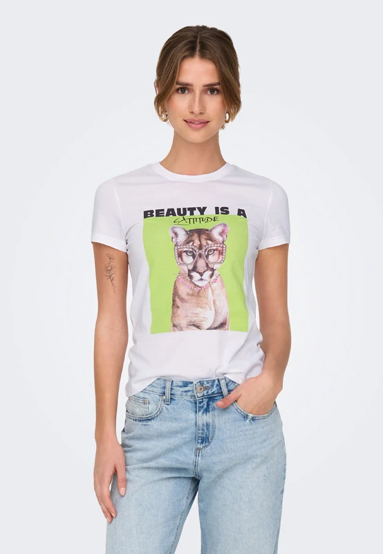 T-shirt stampa felini frontale Only