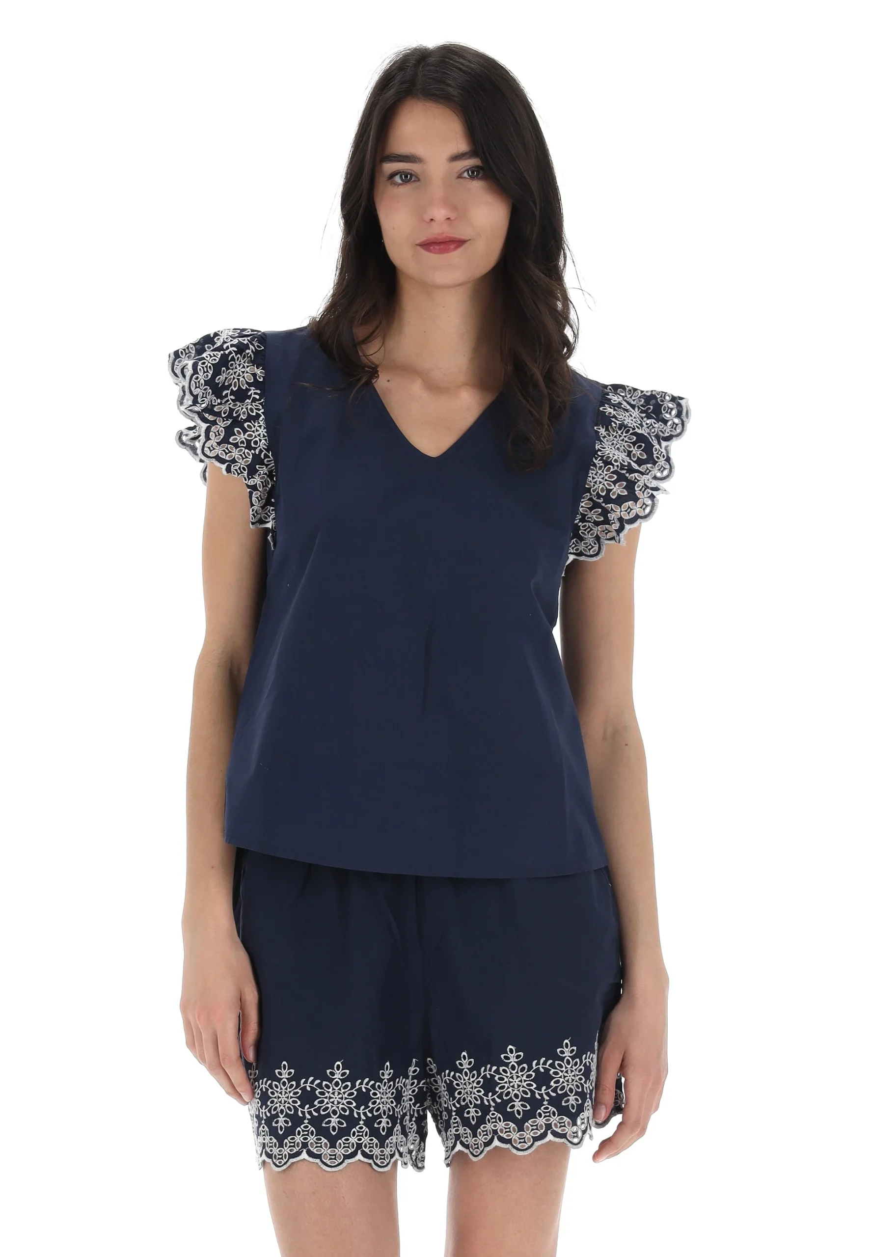 Blusa con manica aletta in sangallo Only art.15313171
