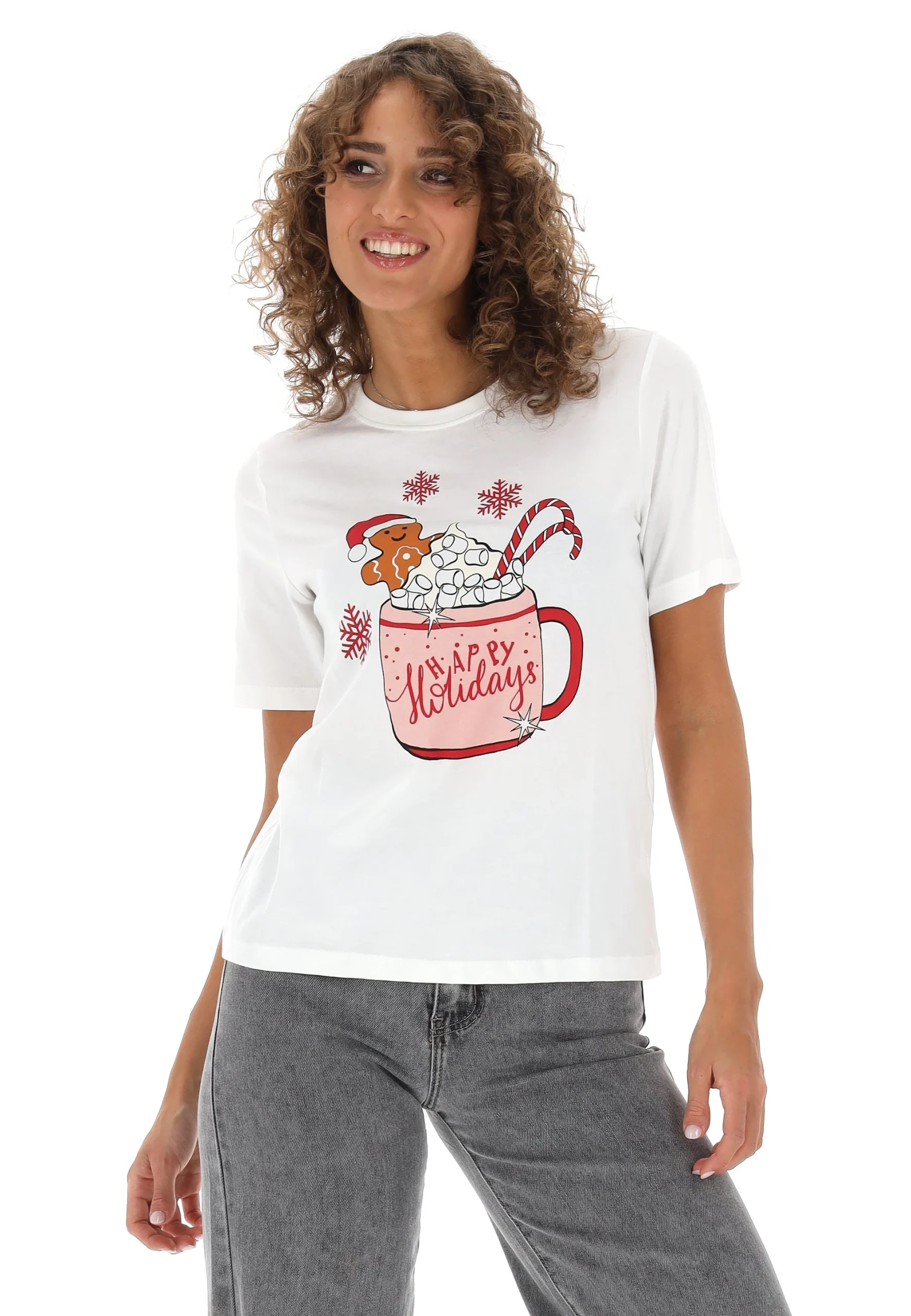 T-shirt donna stampa natalizia Only