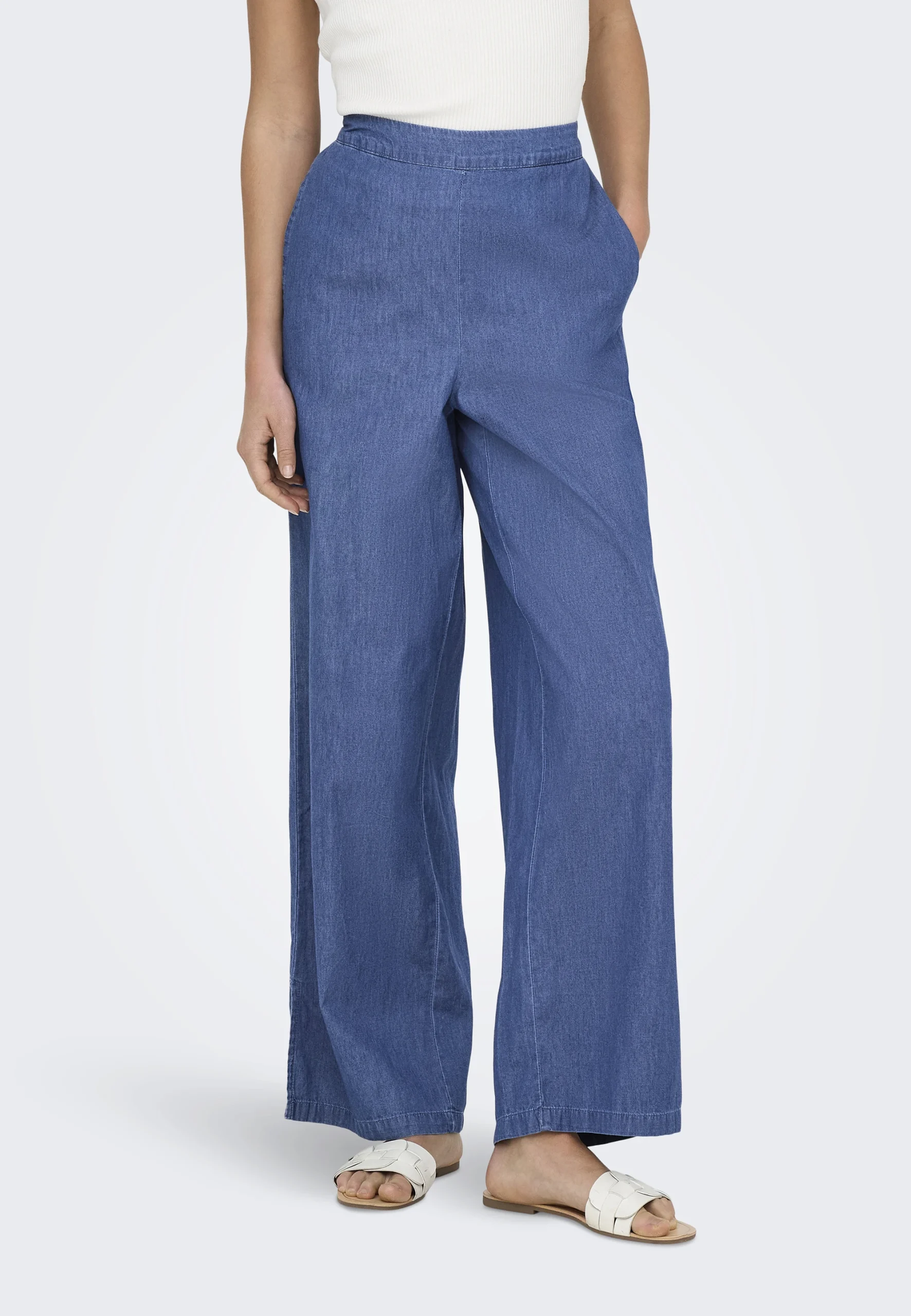 Pantalone chambray con elastico sul retro Only