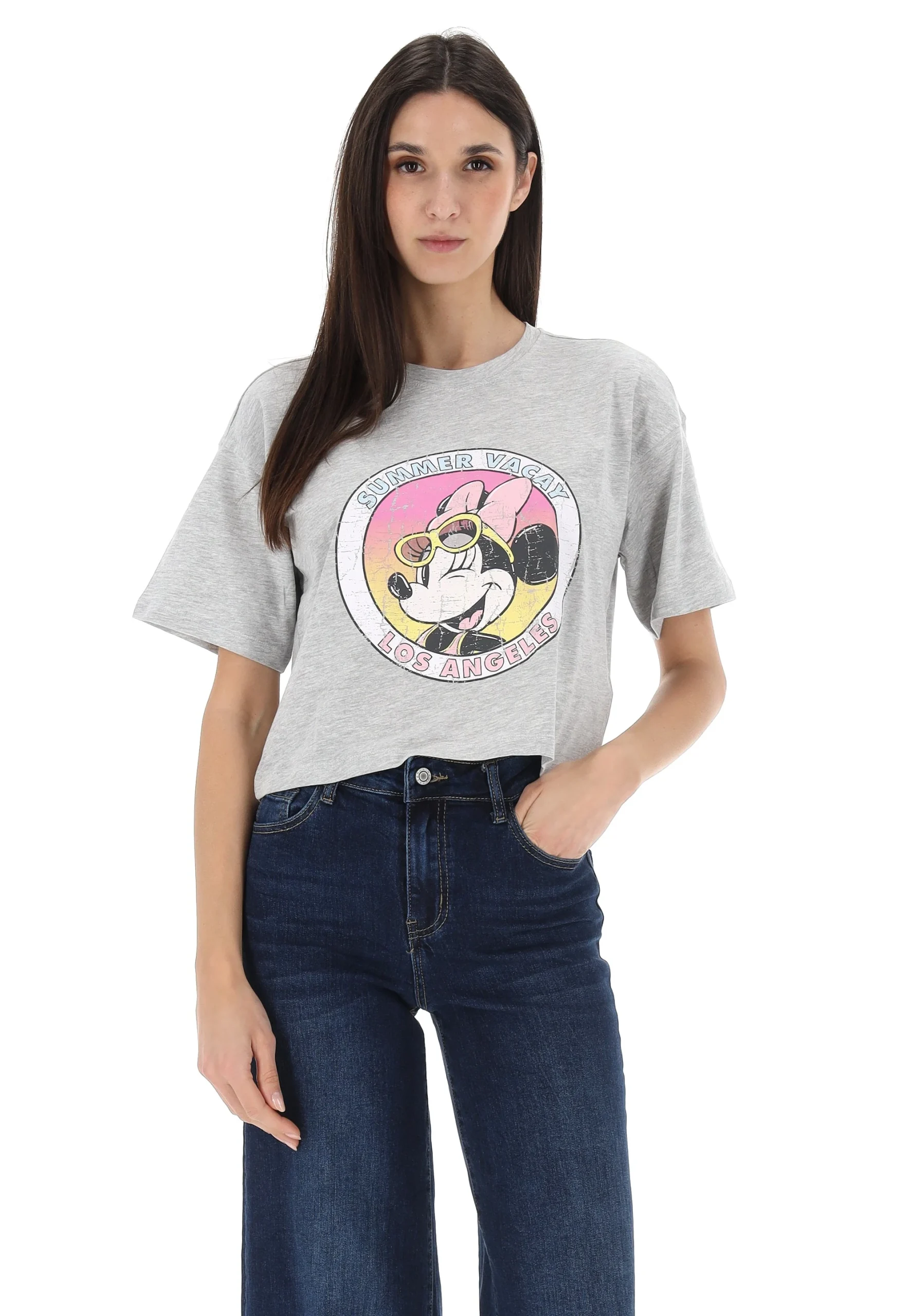 T-shirt crop stampa Mickey Mouse Only donna