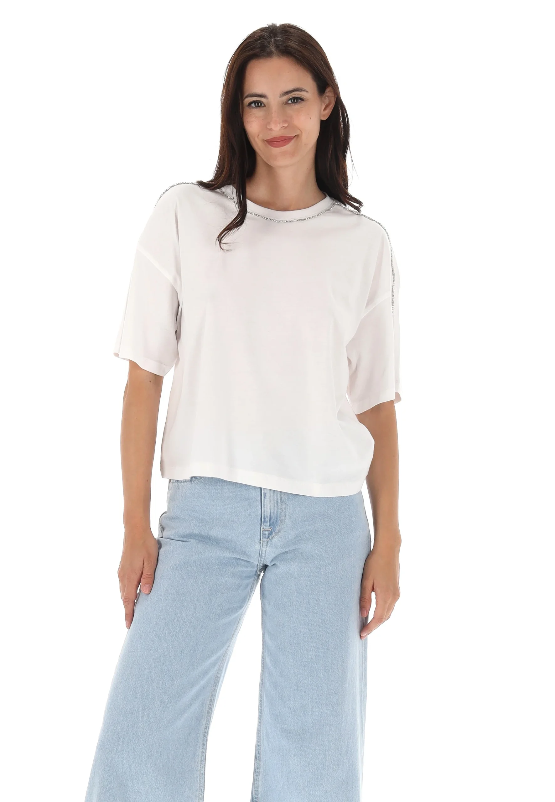 T-shirt Only donna con profilo strass art.15350115