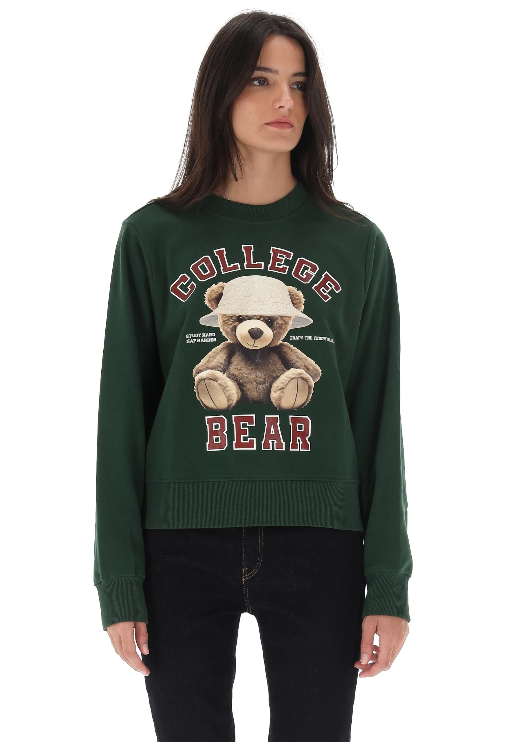 Felpa girocollo con stampa orsetto Only donna