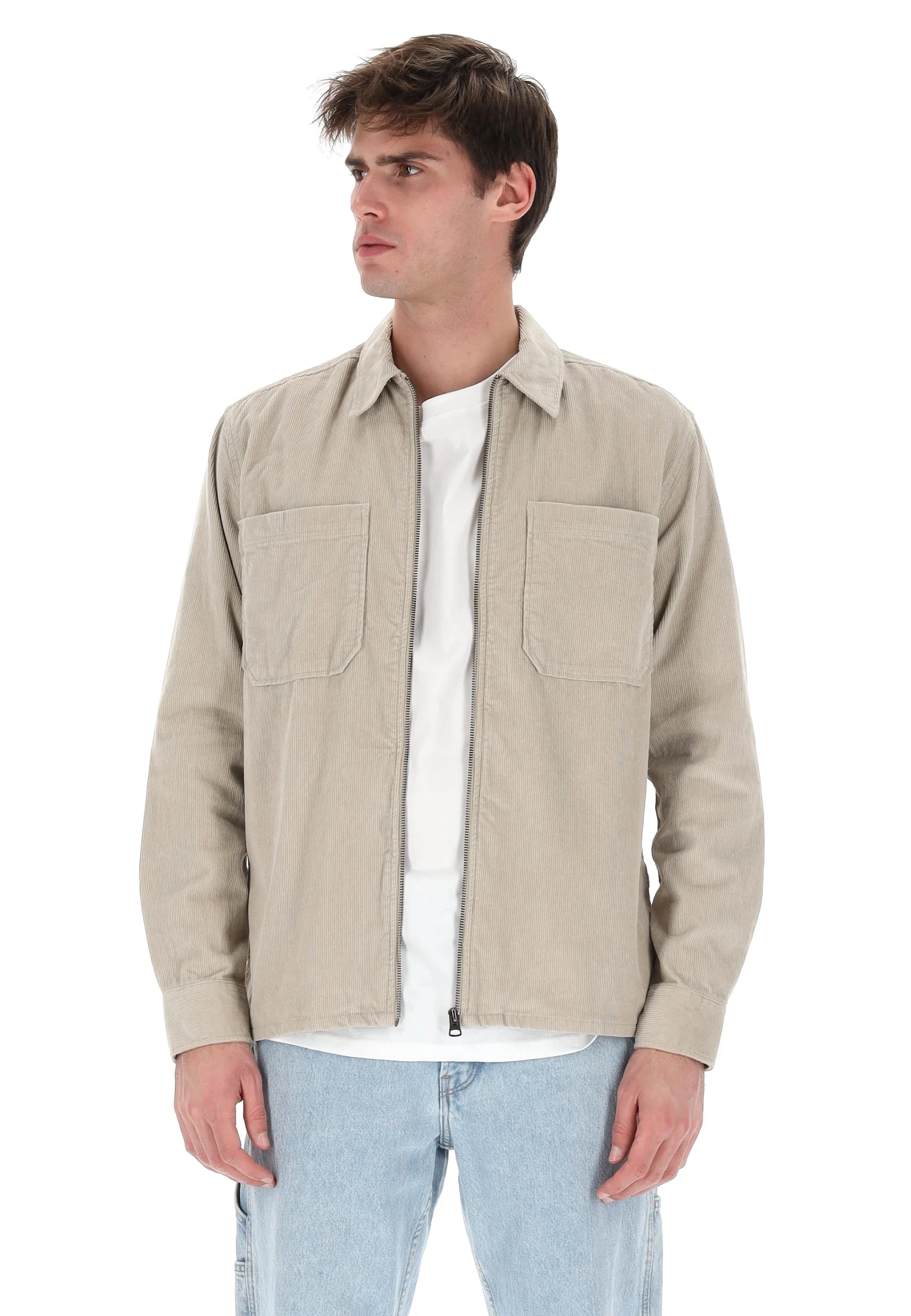 Camicia in velluto tinta unita a costine full zip Only&Sons