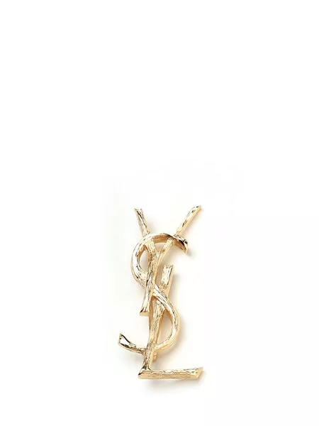 Saint Laurent Unisex Spilla "cassandre" con texture incisa