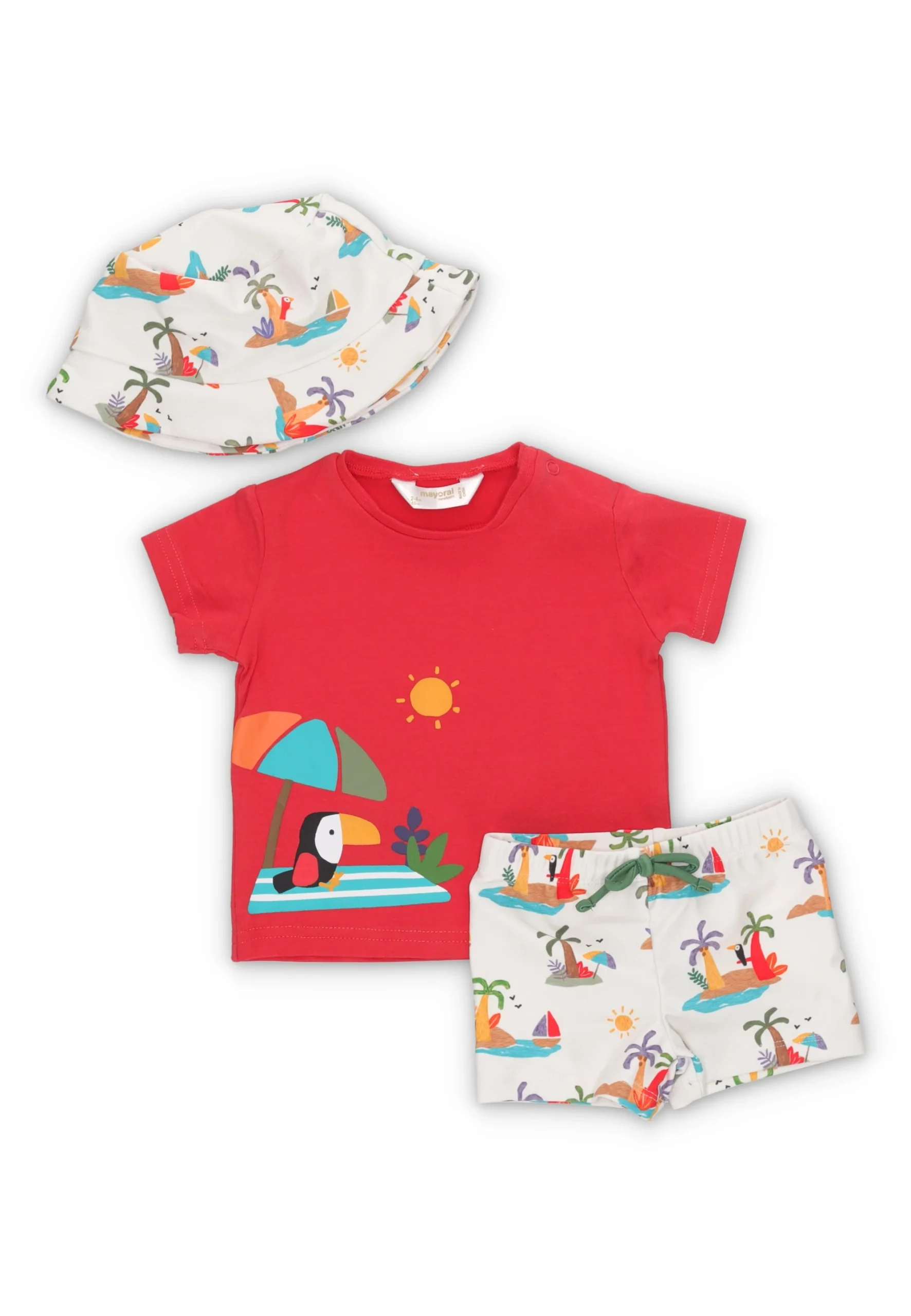 Completino 3 pezzi Mayoral con stampa tropicale baby maschio