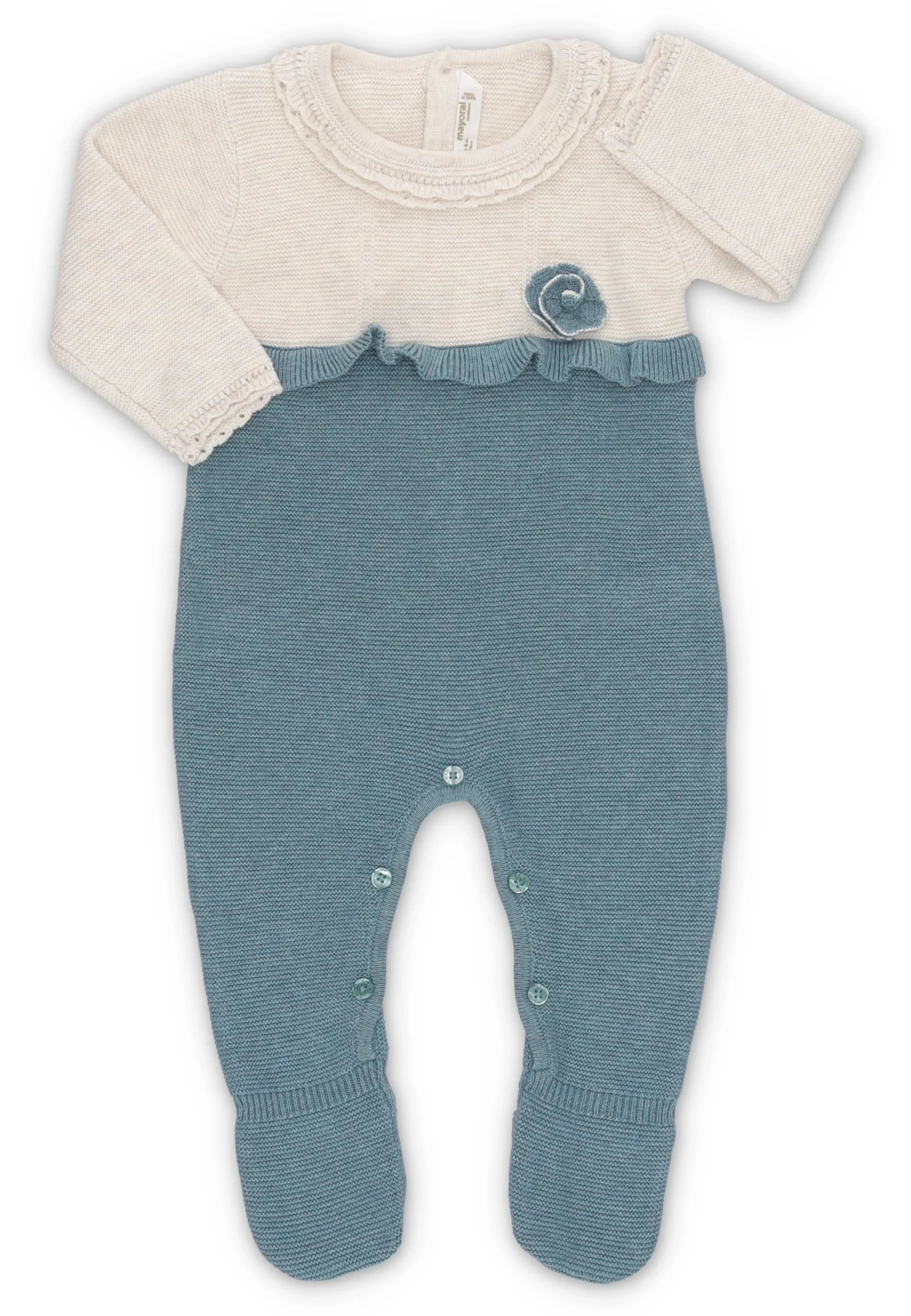 Tutina in tricot bicolor Mayoral 2603 con ricami neonata