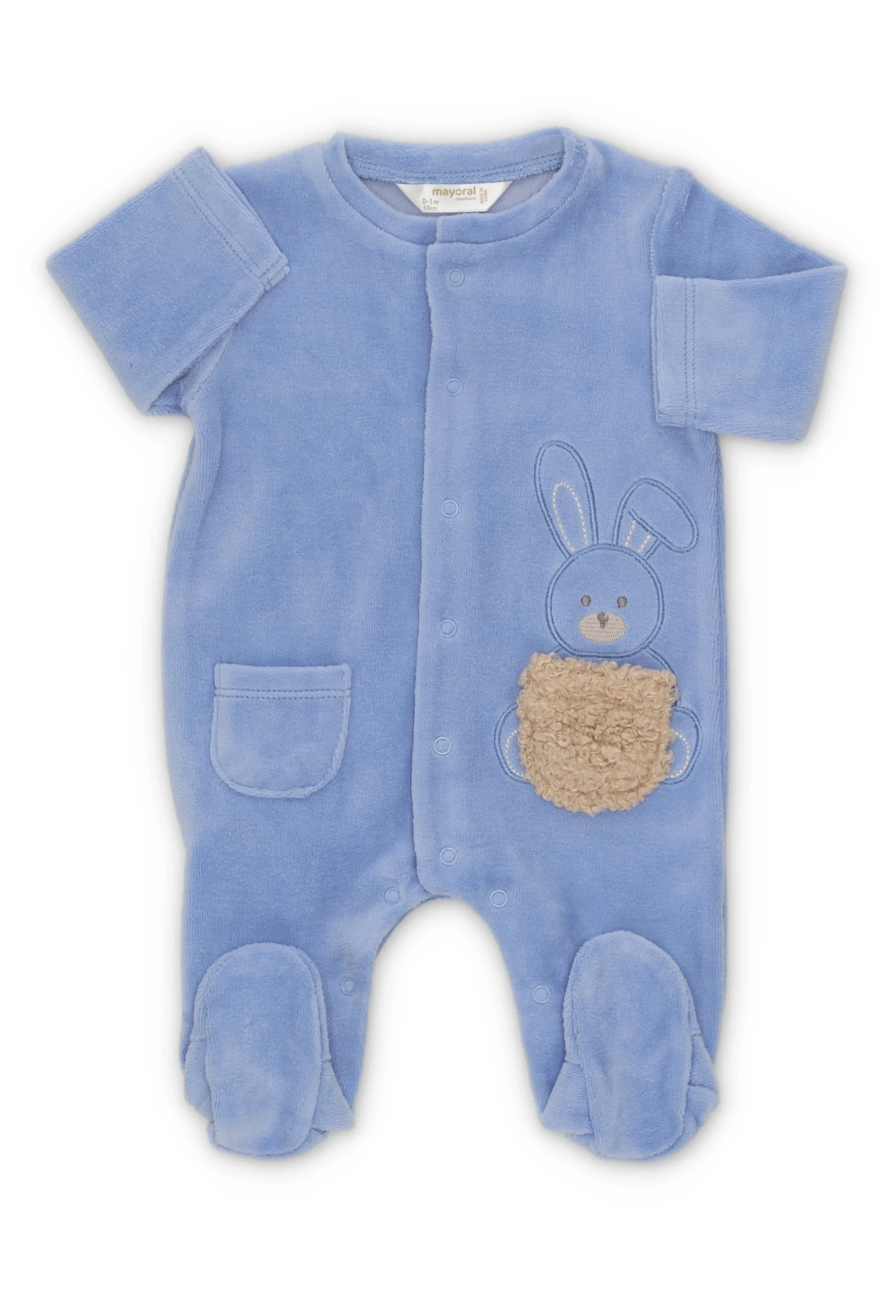 Tutina in ciniglia Mayoral art.2719 con ricamo coniglio neonato