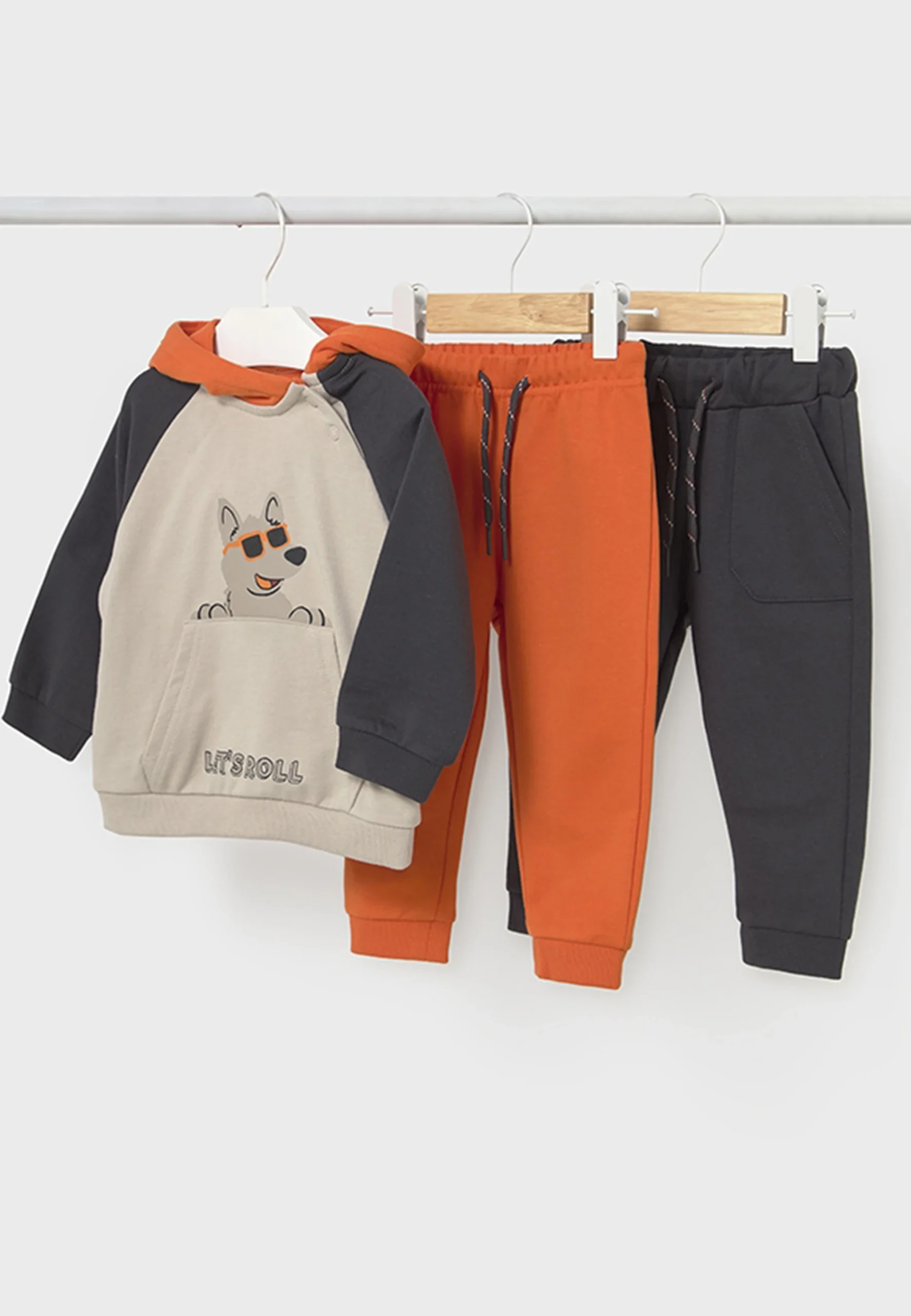 Tuta con felpa e 2 pantaloni Mayoral stampa lupo baby art.2835