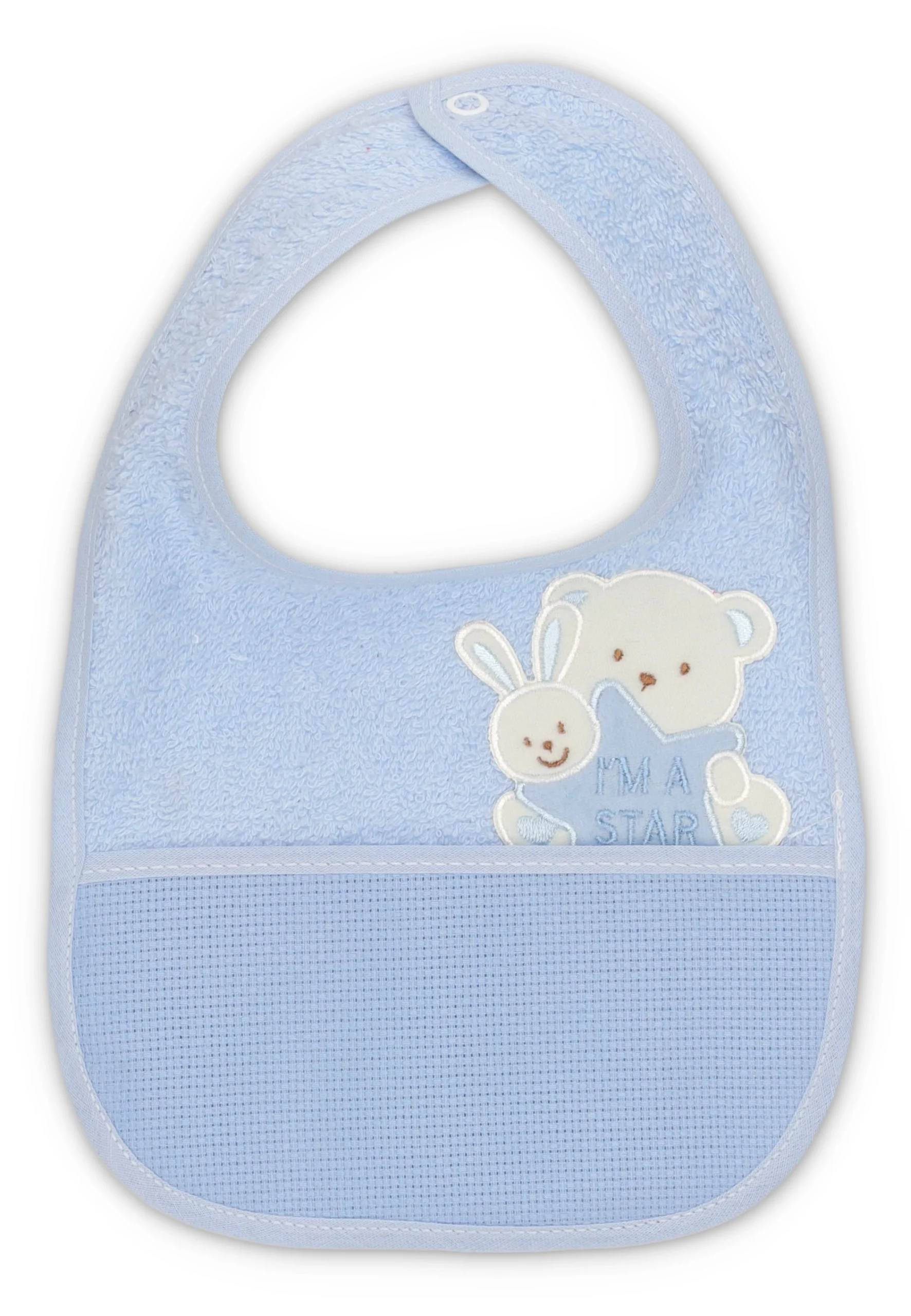 Bavetta neonato con orsetto e spazio ricamo