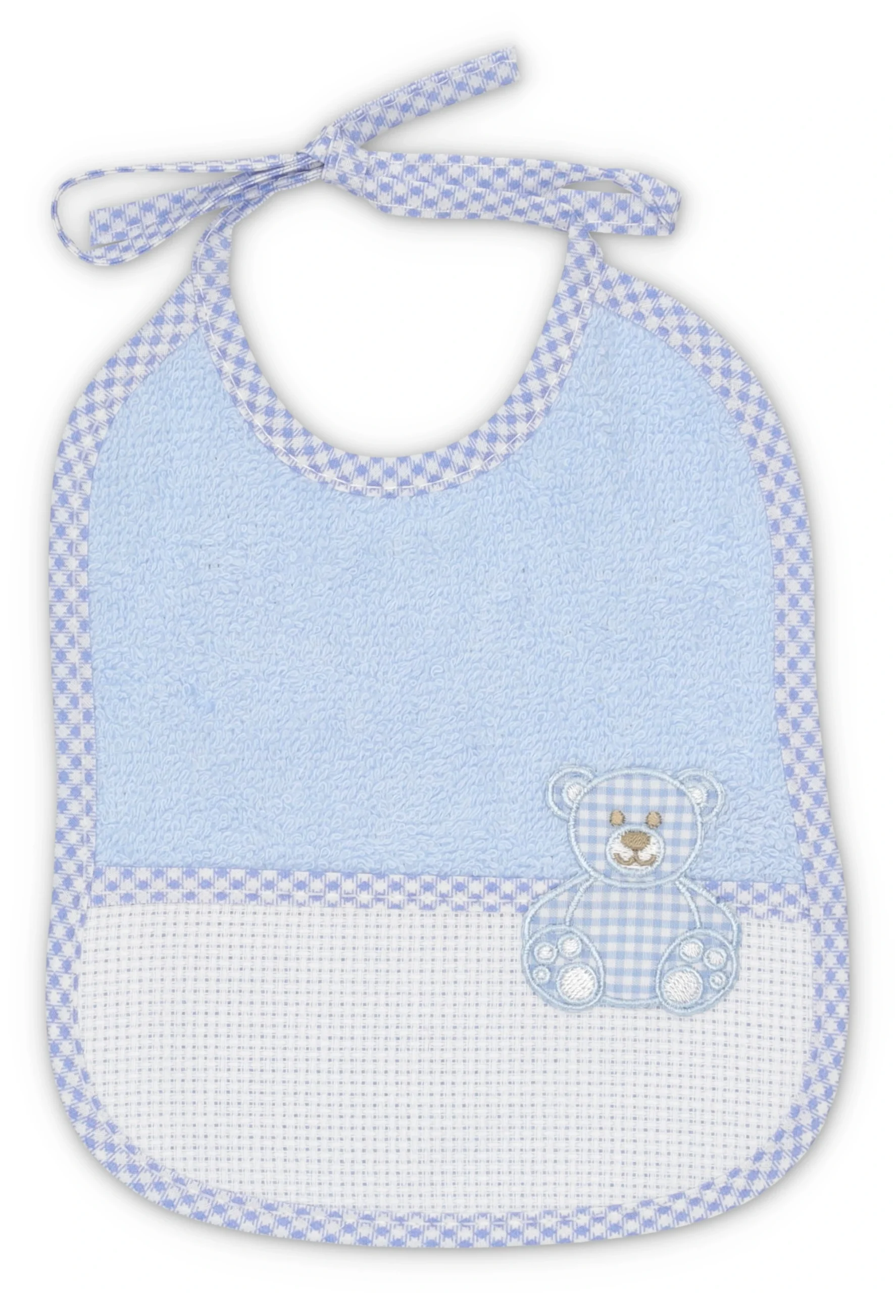 Bavaglia in spugna con orsetto e banda ricamo neonato