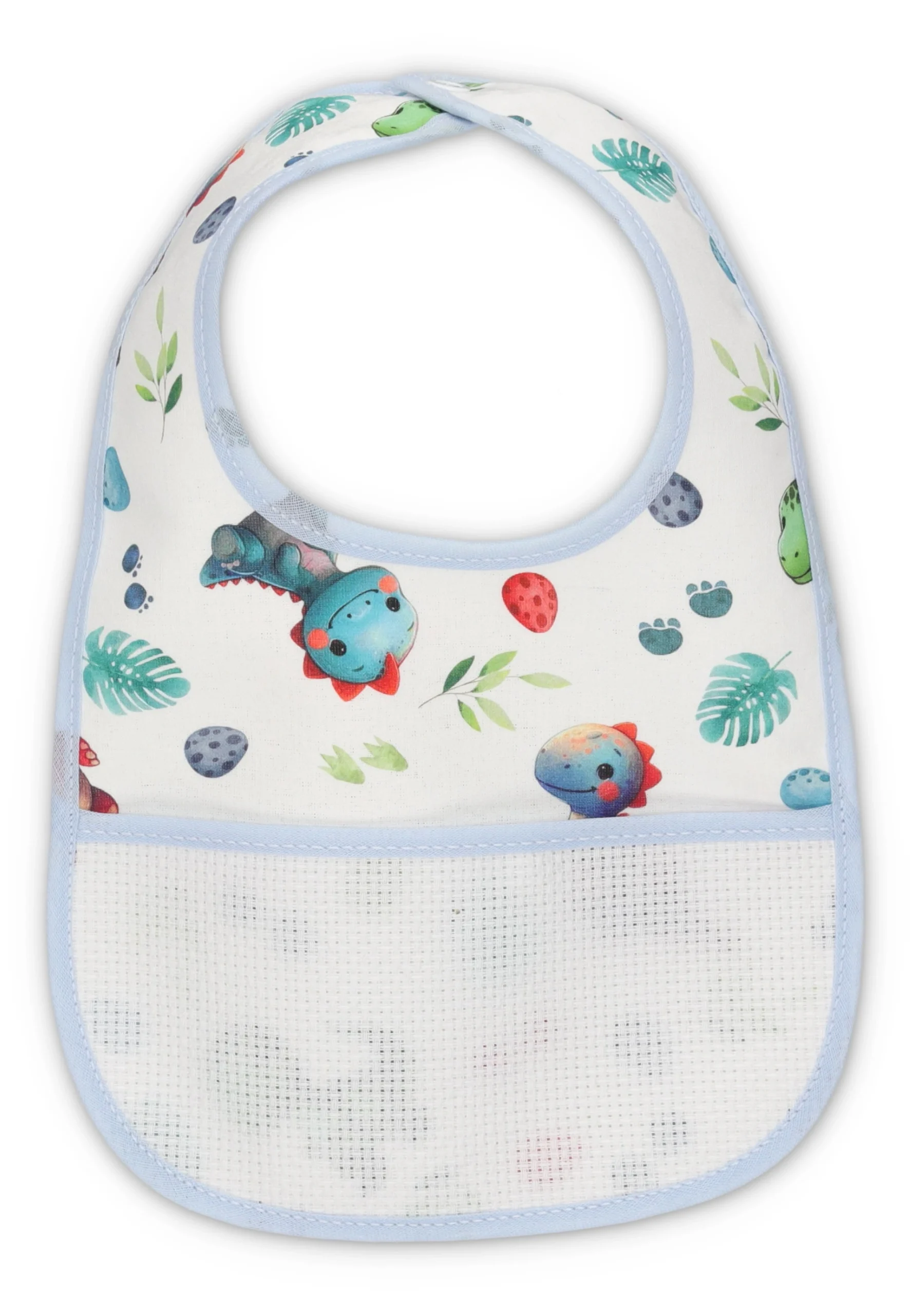 Bavetta con fondo ricamo e stampa frontale neonato