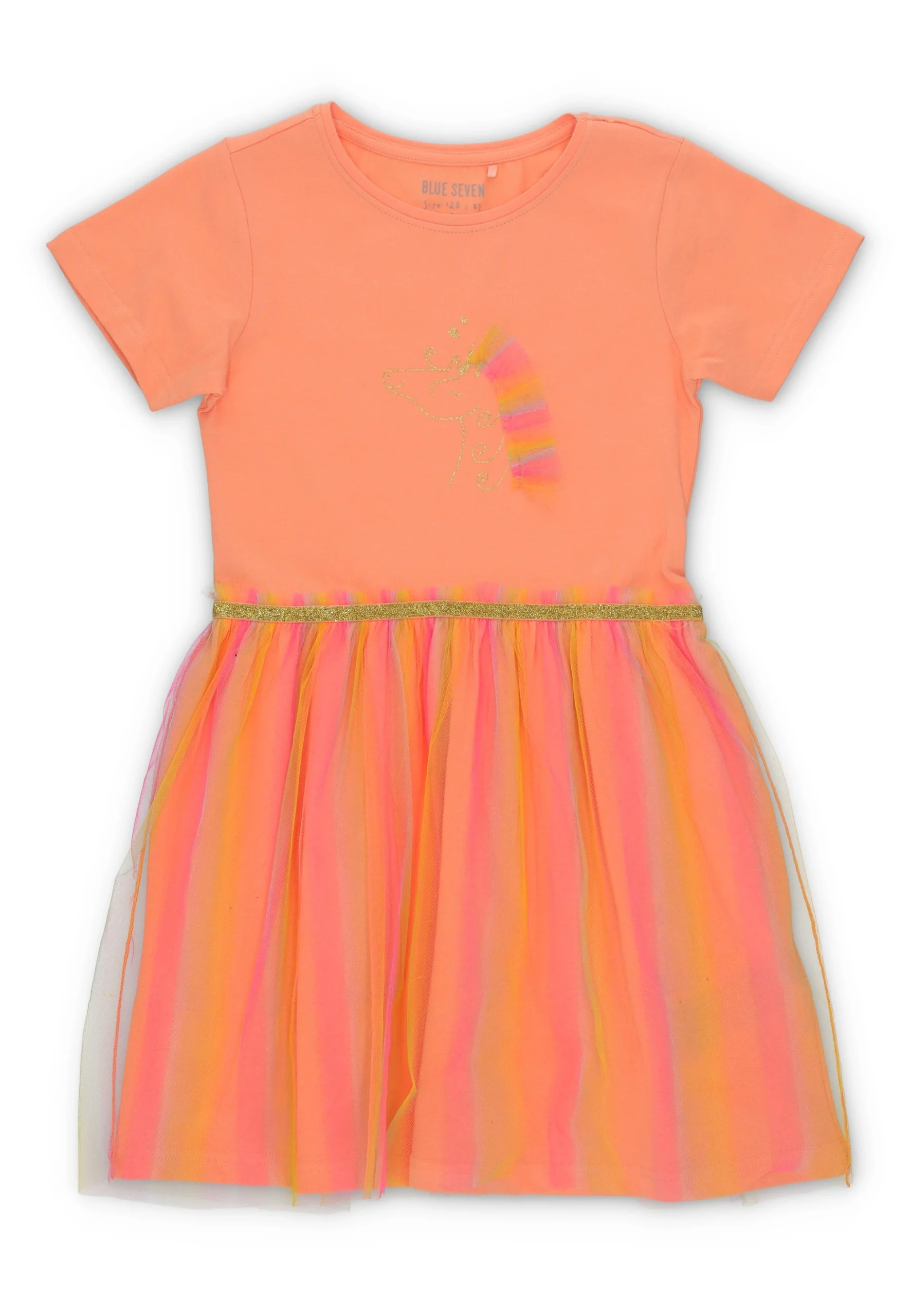 Vestito gonna in tulle stampa unicorno glitter Blue Seven