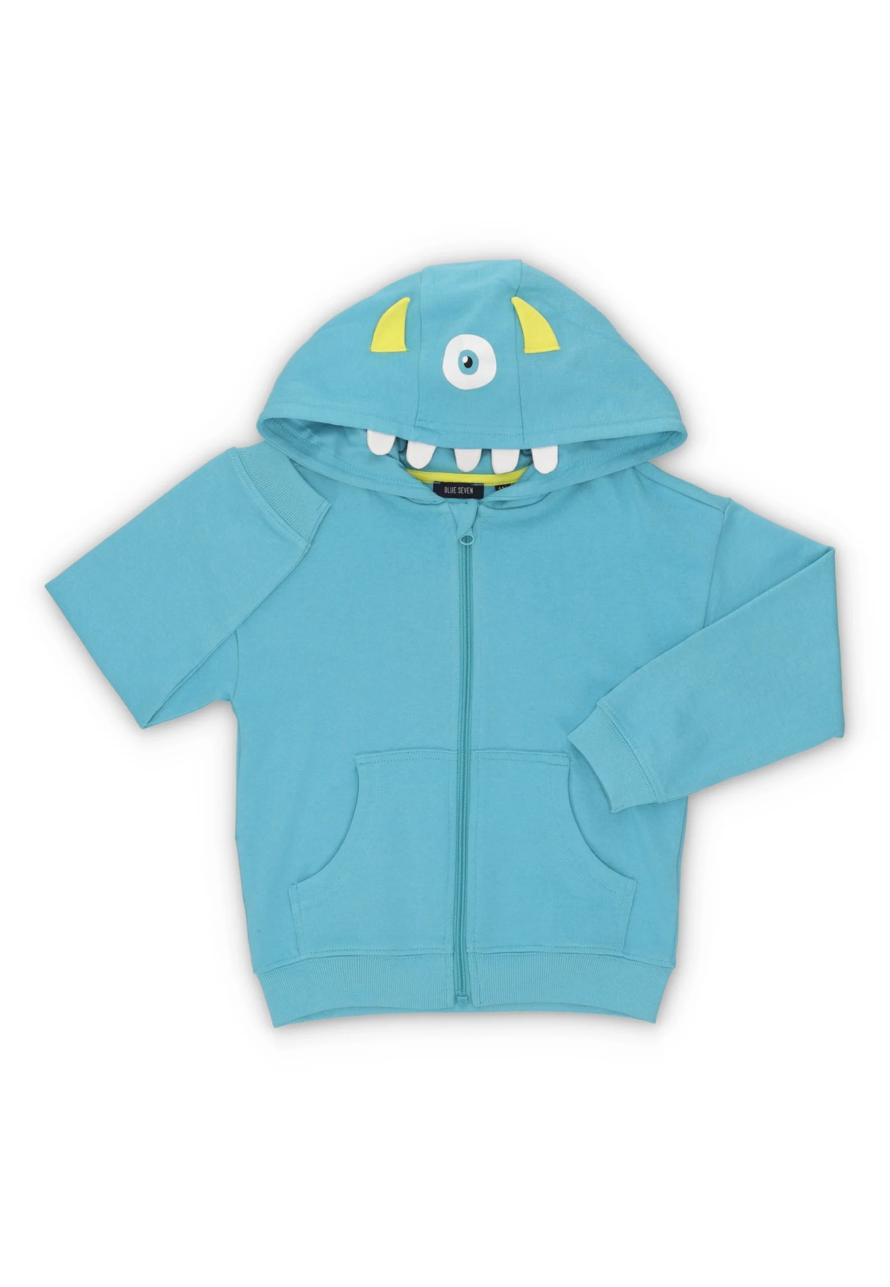 Felpa Blue Seven da bambino full zip con cappuccio in fantasia mostro