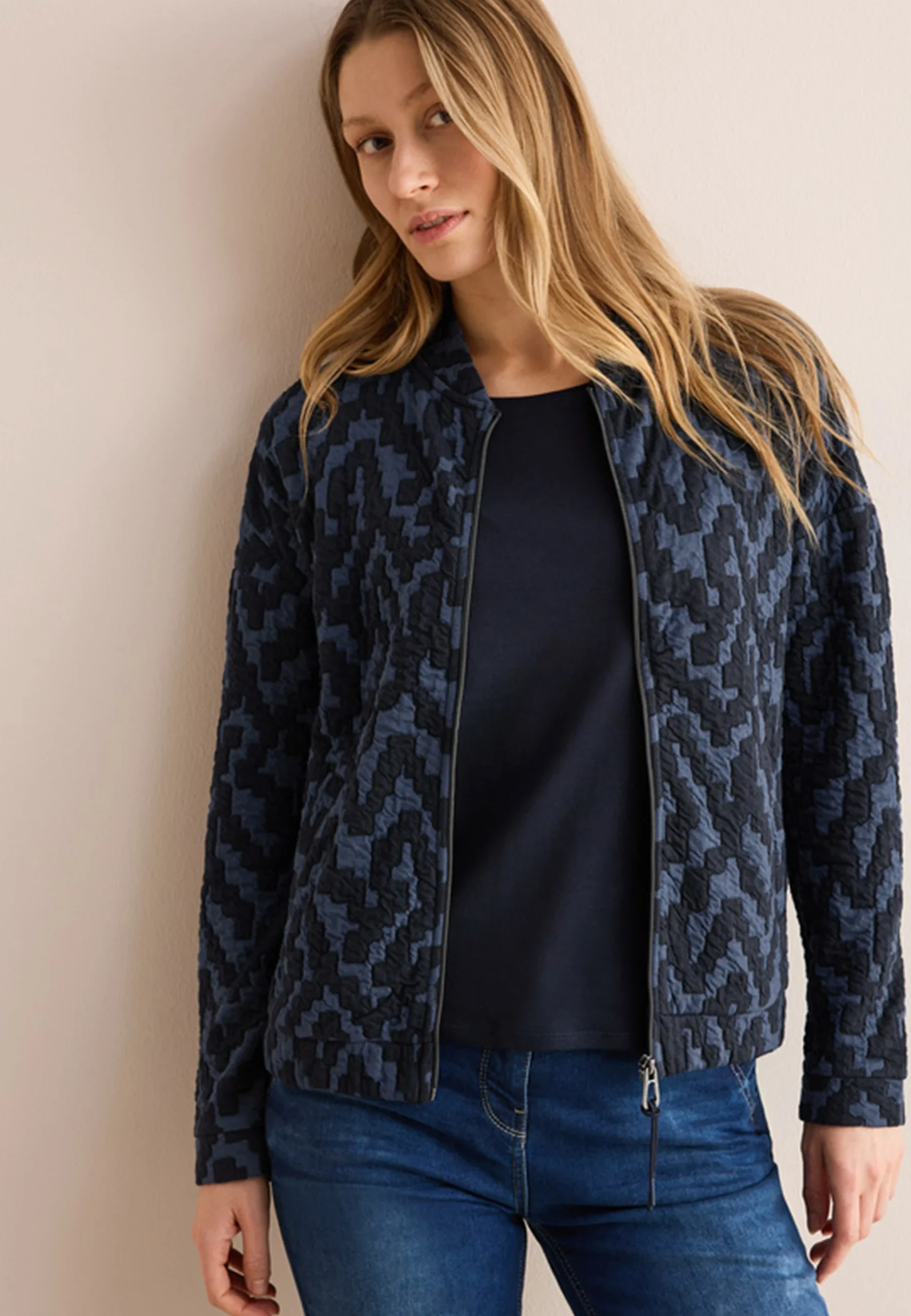 Felpa full zip matelassé Cecil donna