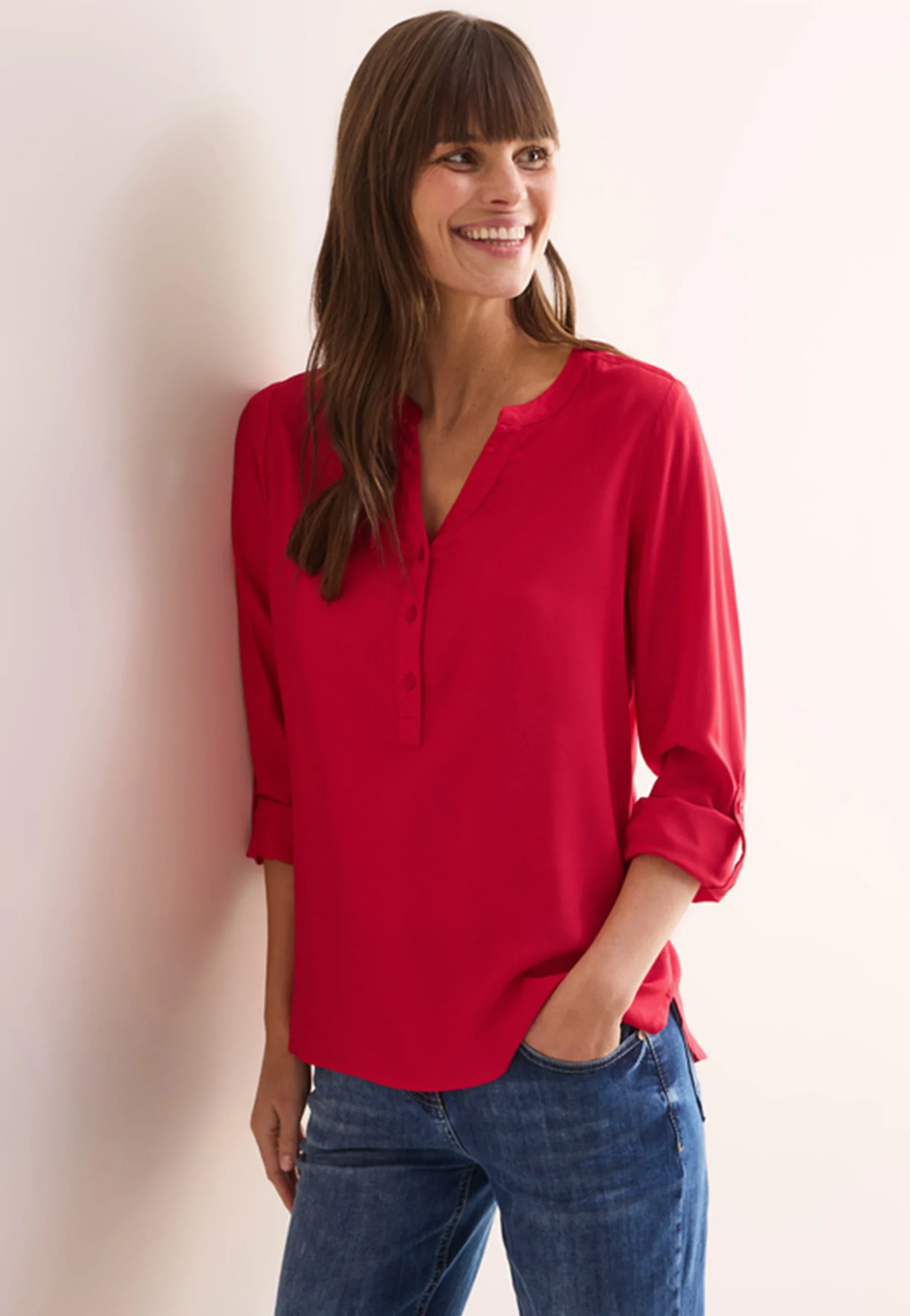 Blusa in viscosa tinta unita con bottoncini Cecil