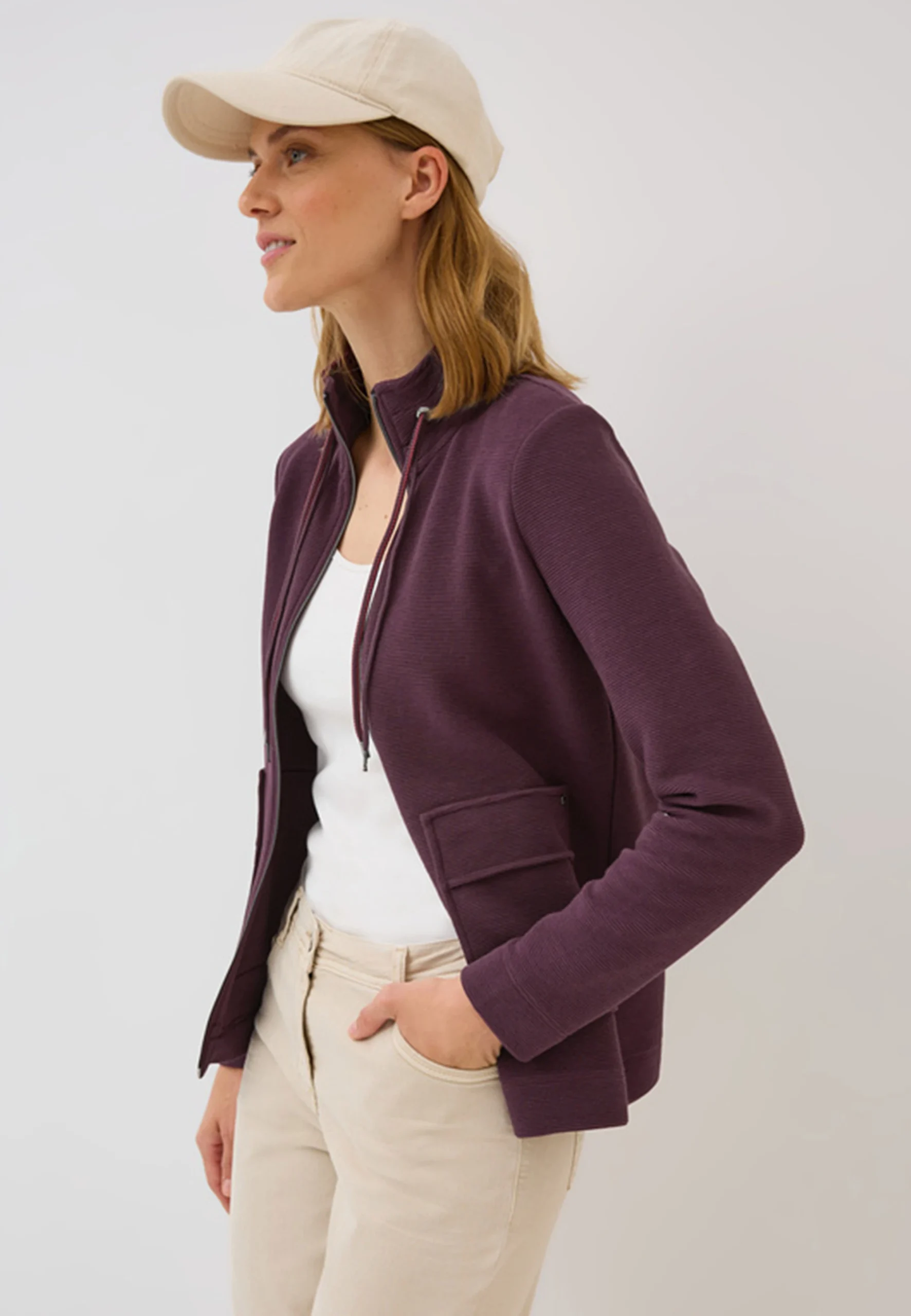 Felpa full zip con tasche e coulisse Cecil