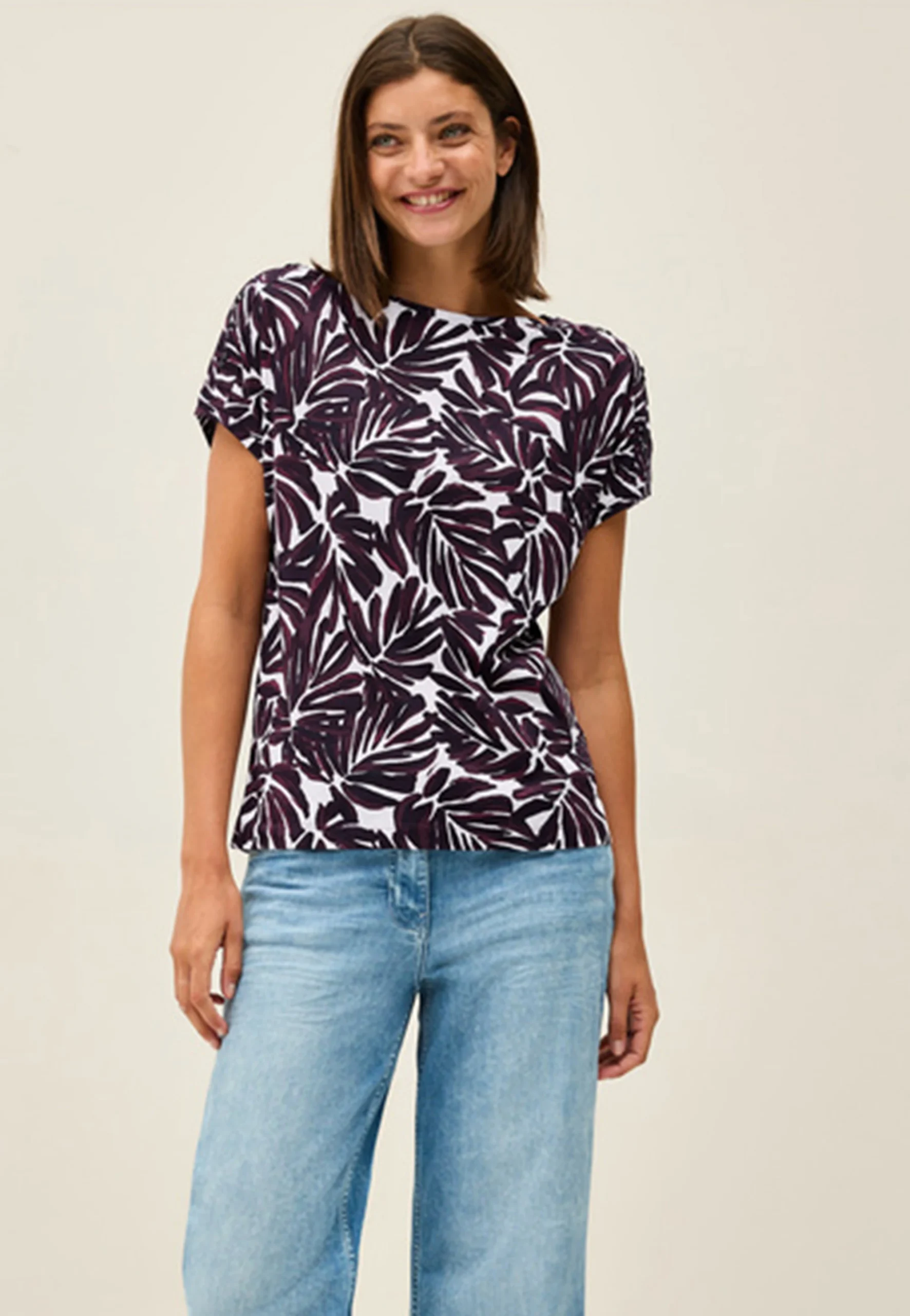 T-shirt stampa fiori astratti Cecil donna