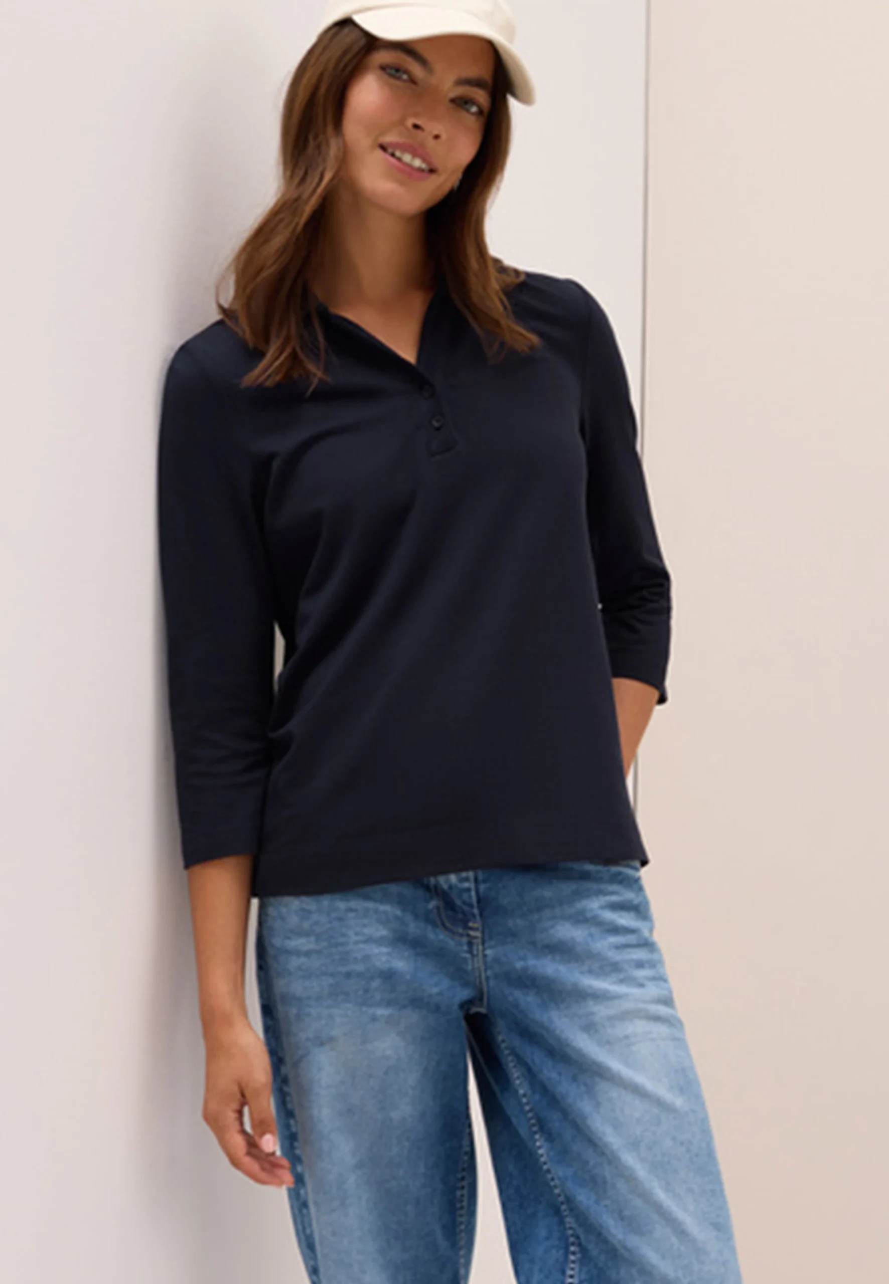 Polo piquet donna in misto modal con maniche a 3/4 Cecil