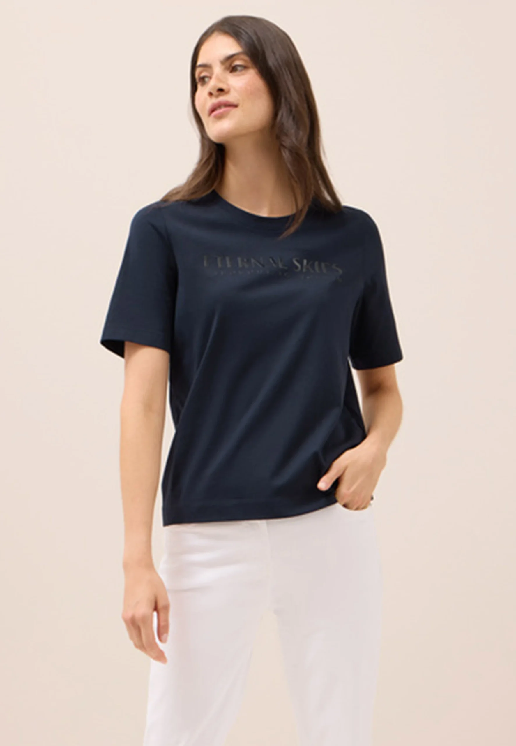 T-shirt donna in cotone Cecil con scritta gommata art.323871