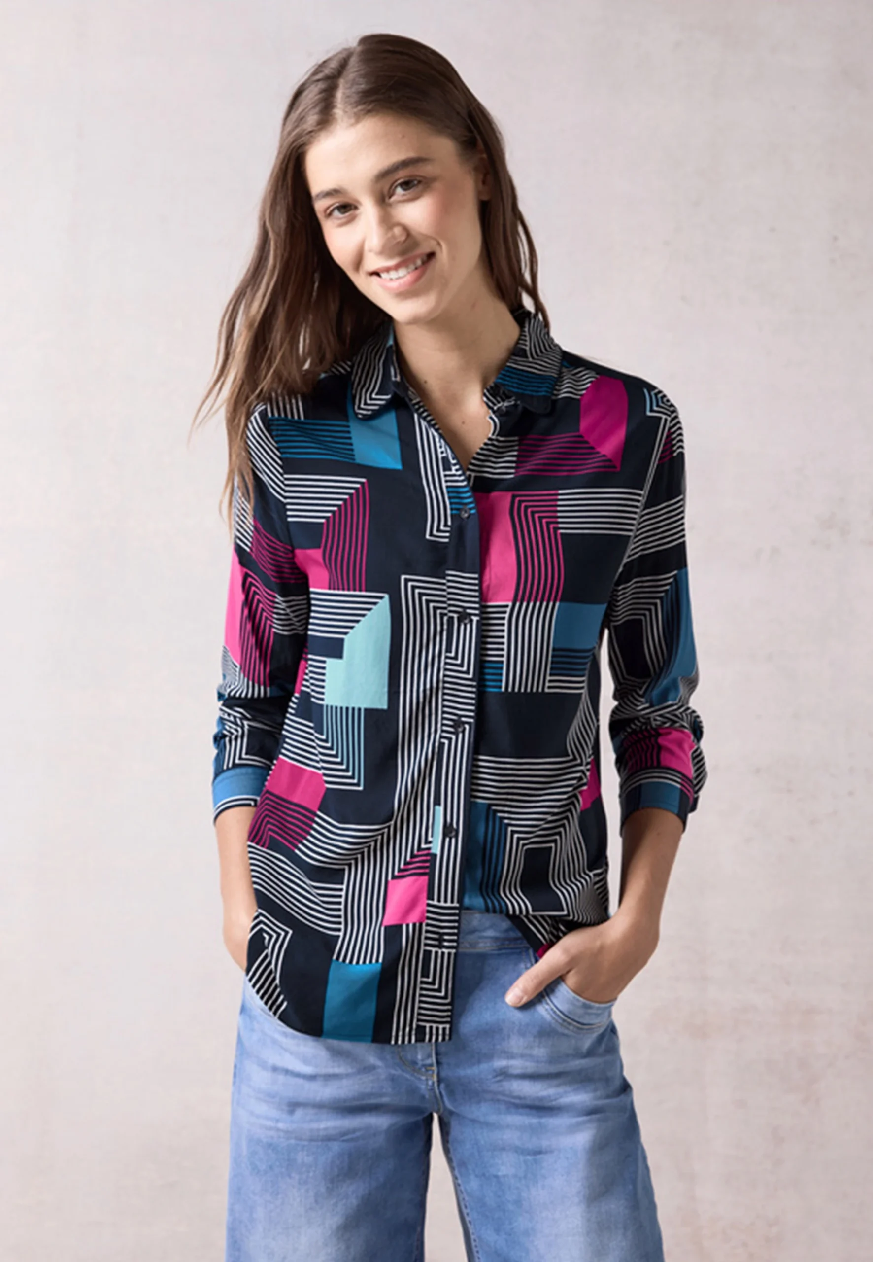 Camicia fantasia geometrica multicolor Cecil
