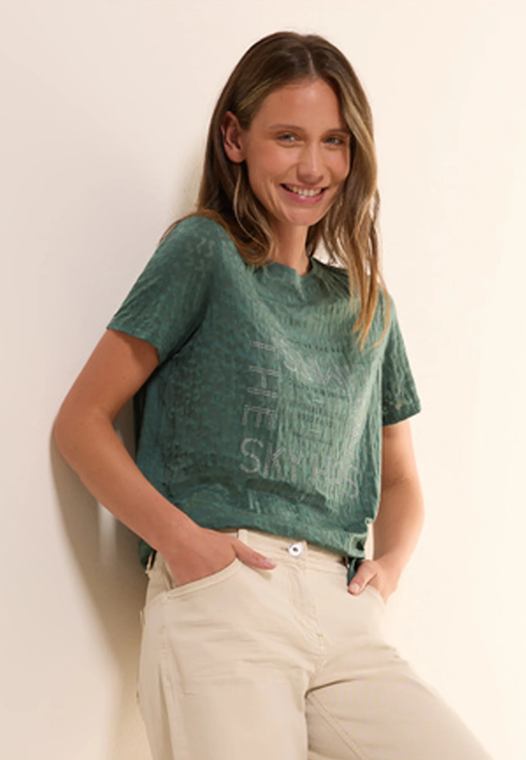 T-shirt Cecil fantasia animalier tono su tono con borchie art.323362