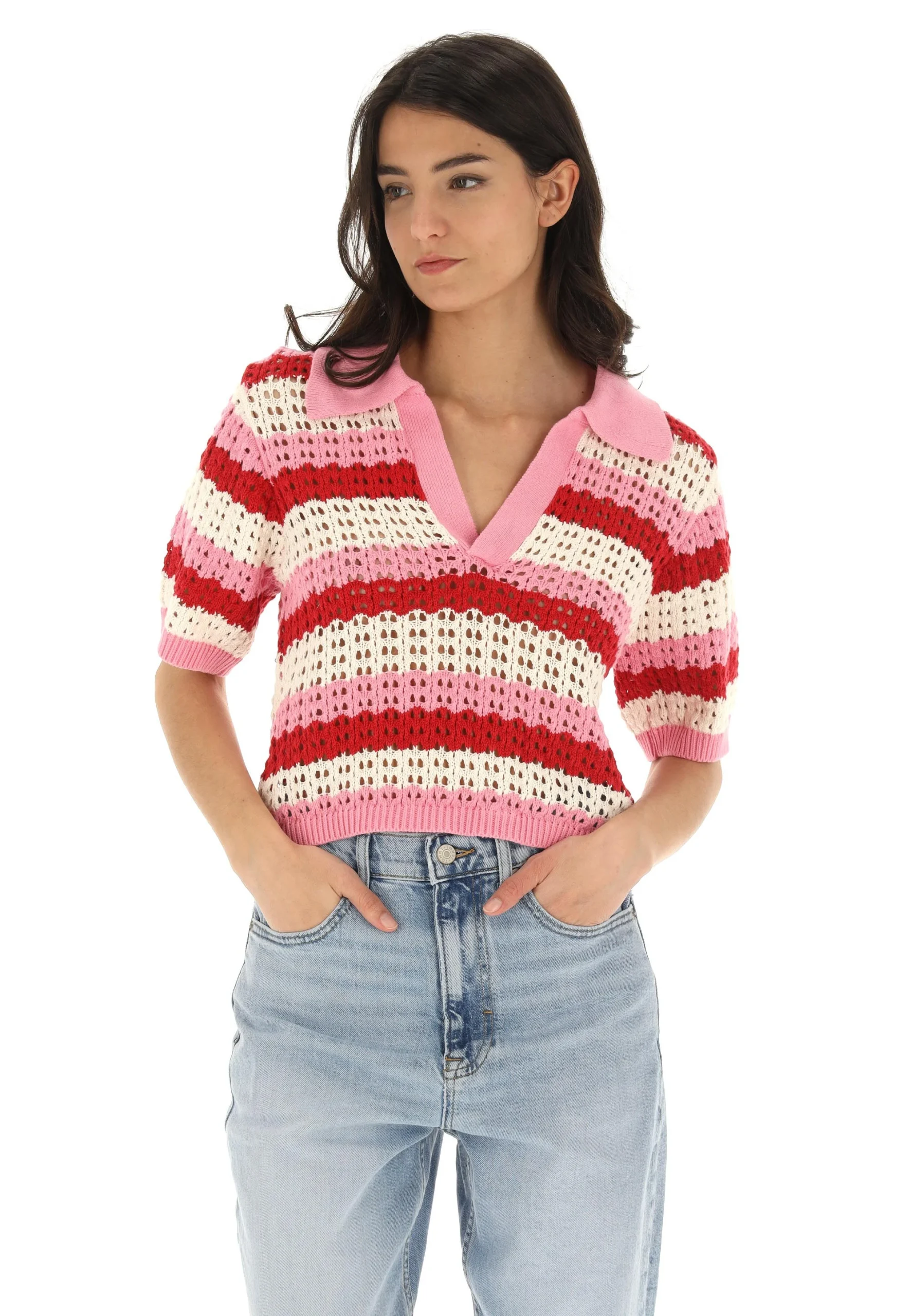 Maglia manica corta in cotone a righe Brave Soul