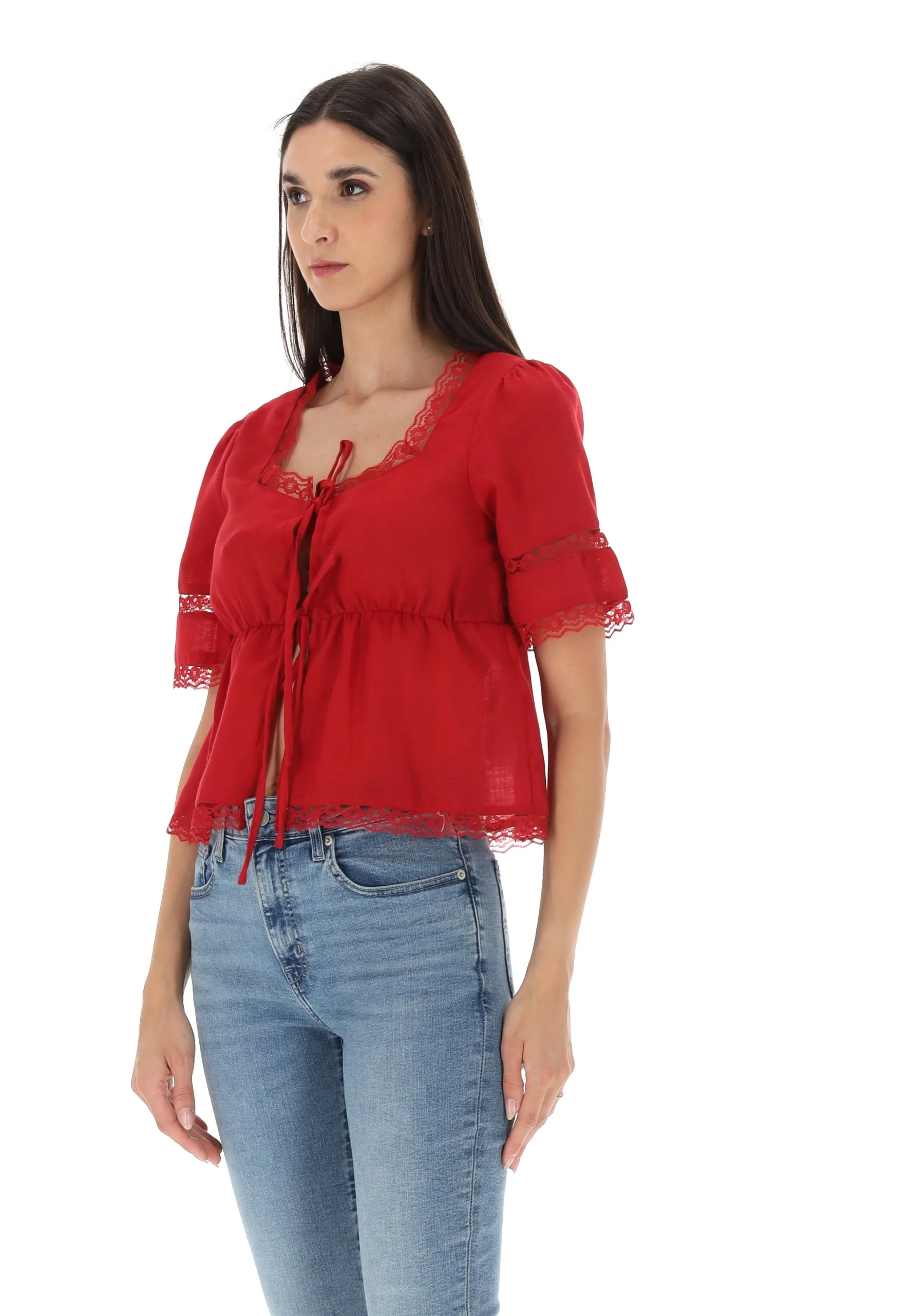 Blusa con profili in pizzo e laccetti Brave Soul