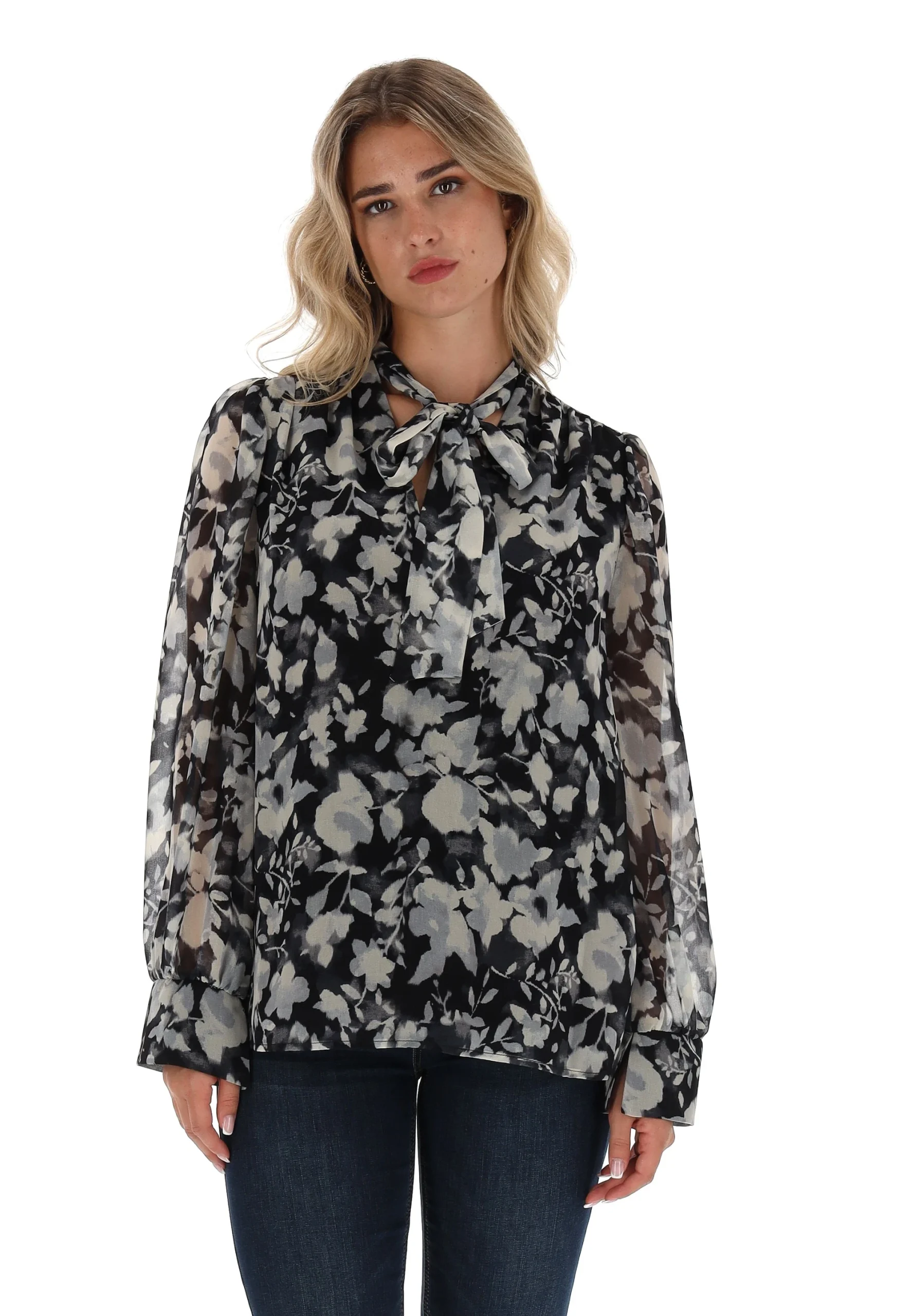 Blusa in georgette floreale Lizalù donna con fiocco
