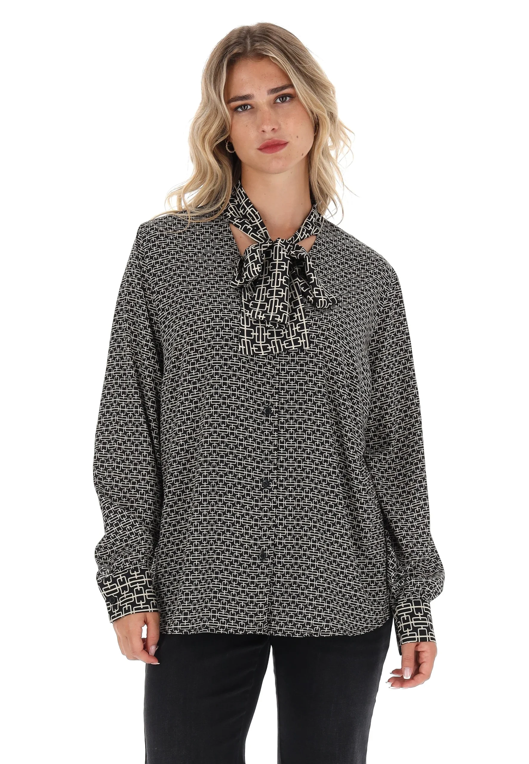 Blusa Lizalù fantasia optical con fiocco