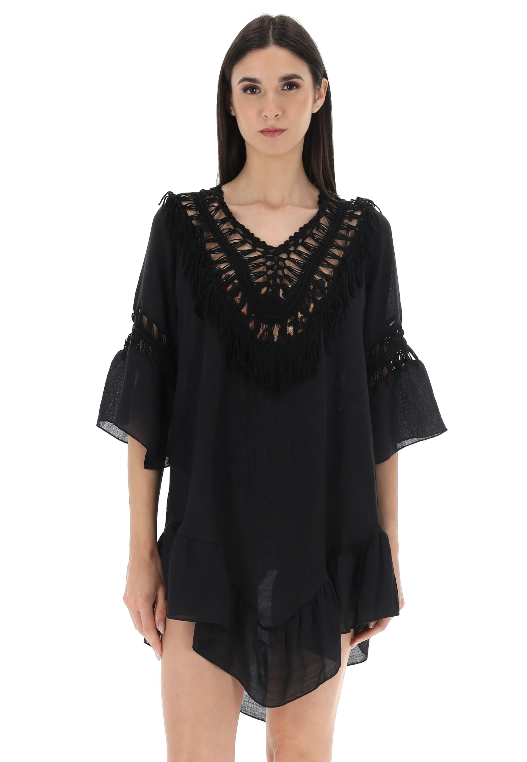 Copricostume svasato con dettagli crochet Hat You AB0056