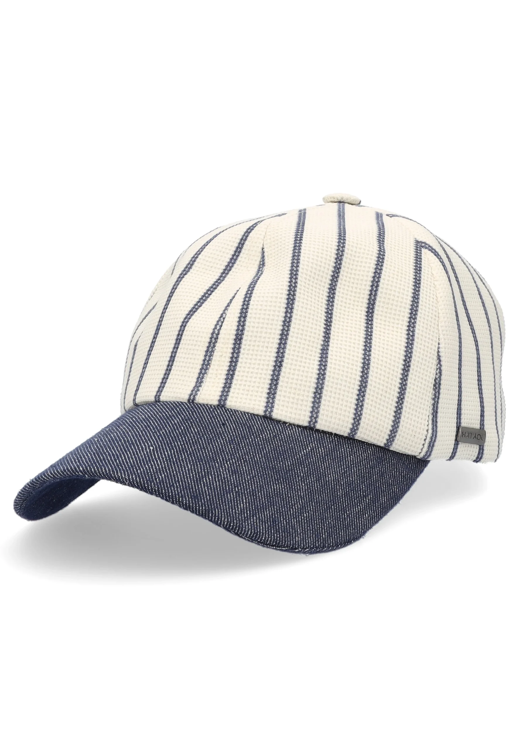 Cappello da baseball con frontino Hat You in misto lino a righe