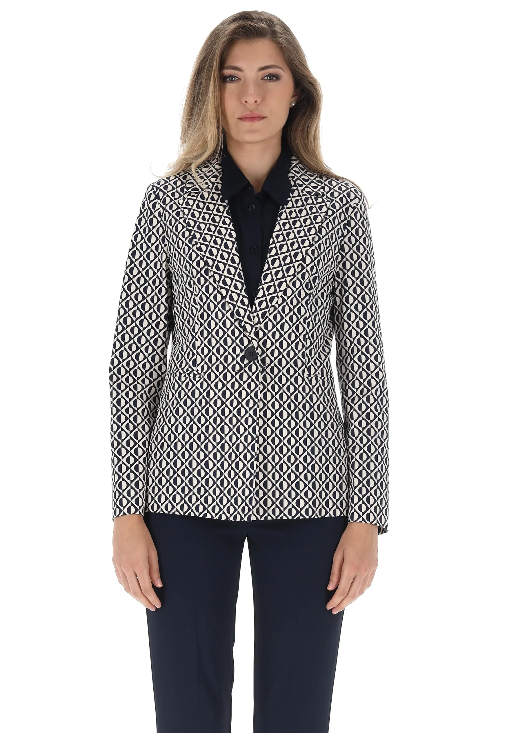 Blazer in cotone fantasia optical Main & Land