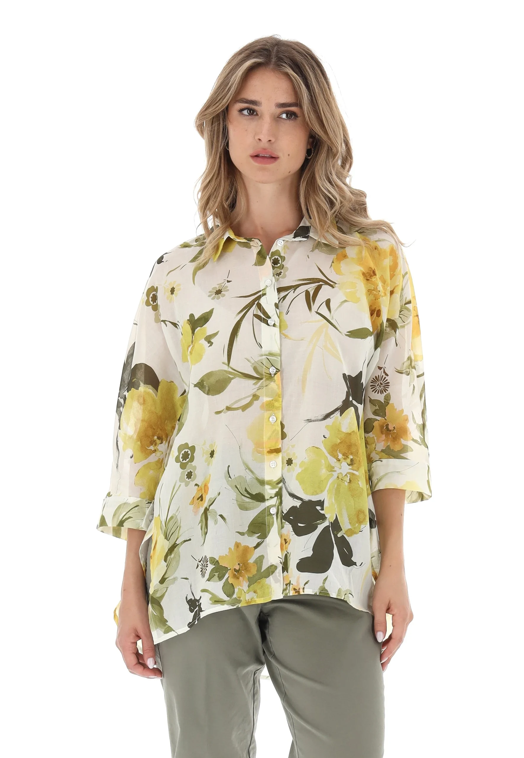 Camicia donna in cotone Main&Land fantasia floreale
