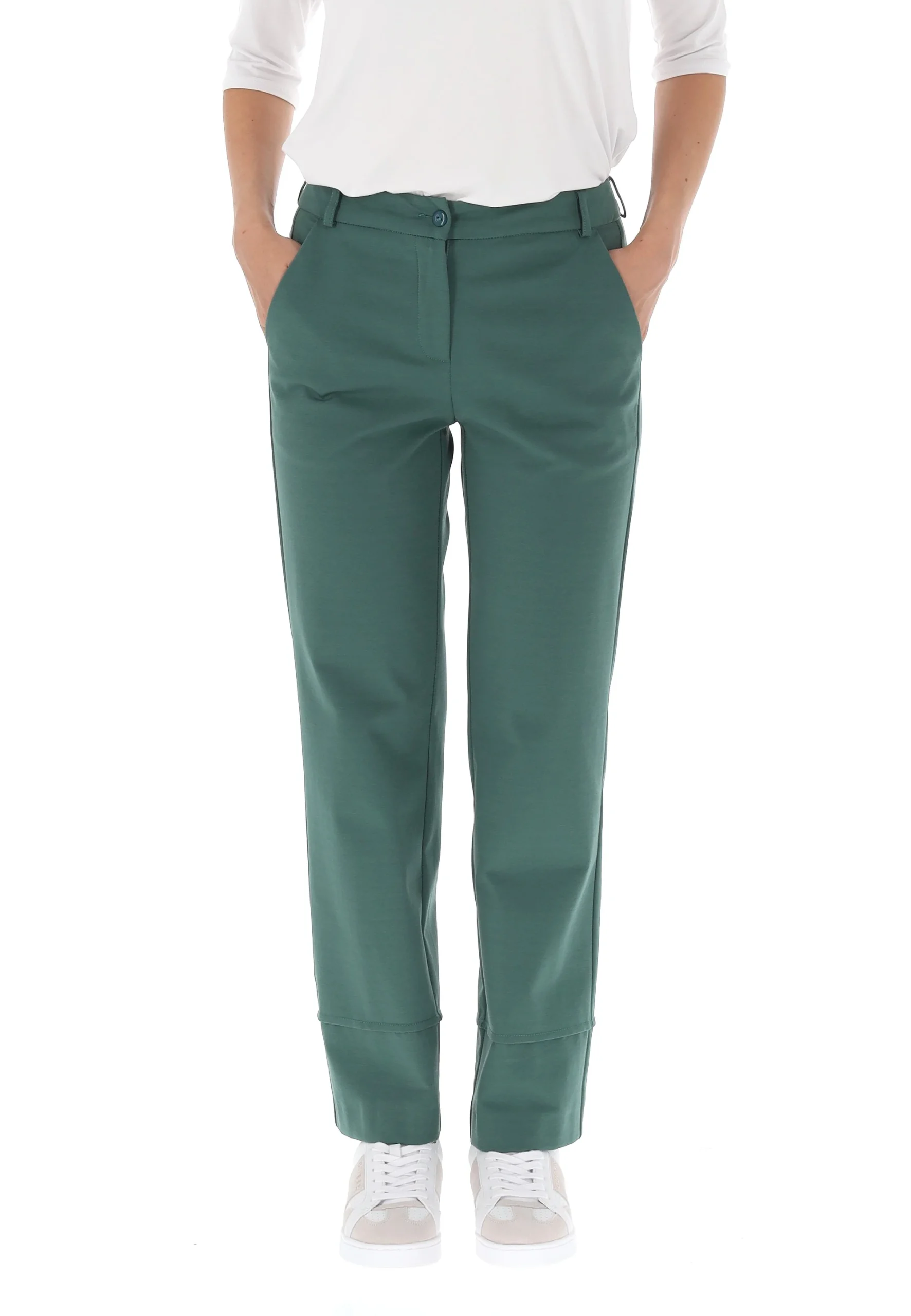 Pantalone Main&Land punto milano con risvolto sul fondo