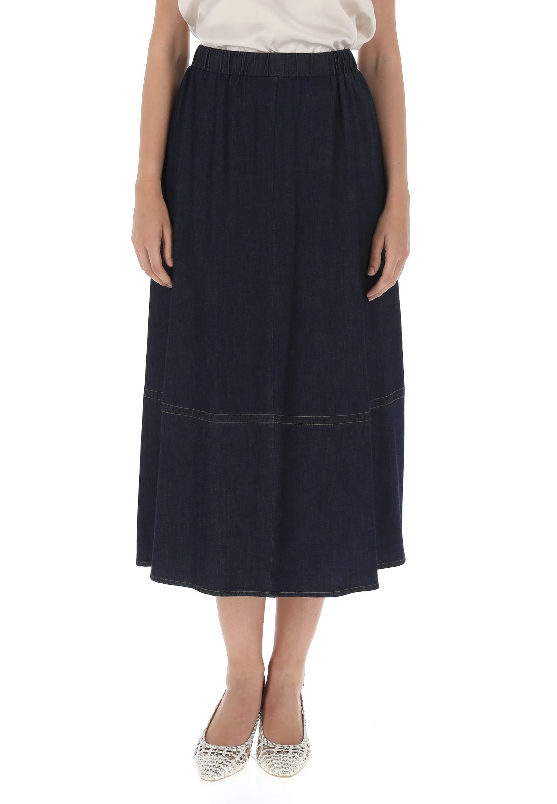 Gonna midi in tessuto chambray Main&Land