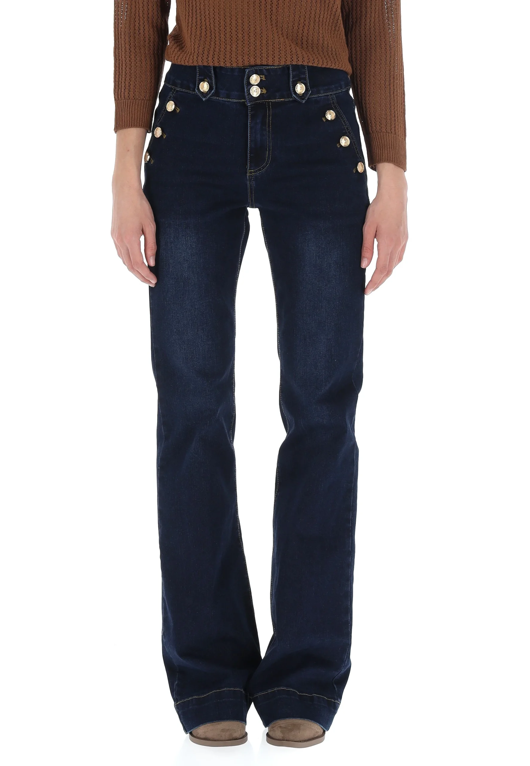 Jeans a zampa con bottoni dorati a vista Artigli