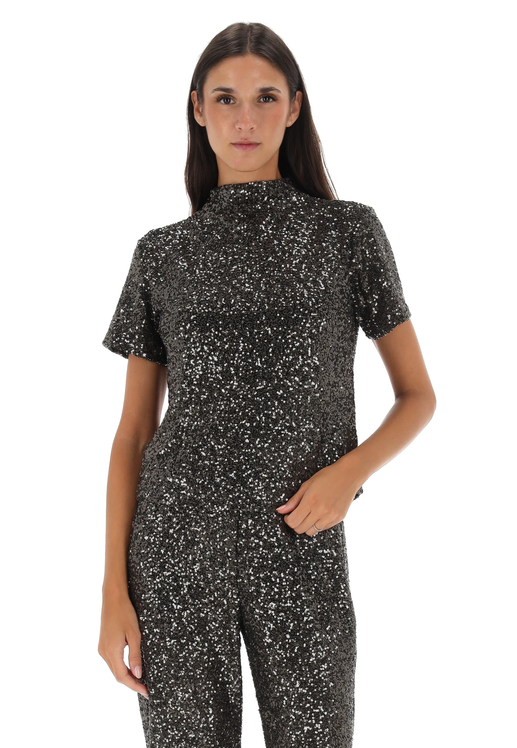 Blusa in paillettes manica corta Artigli ACMA003632