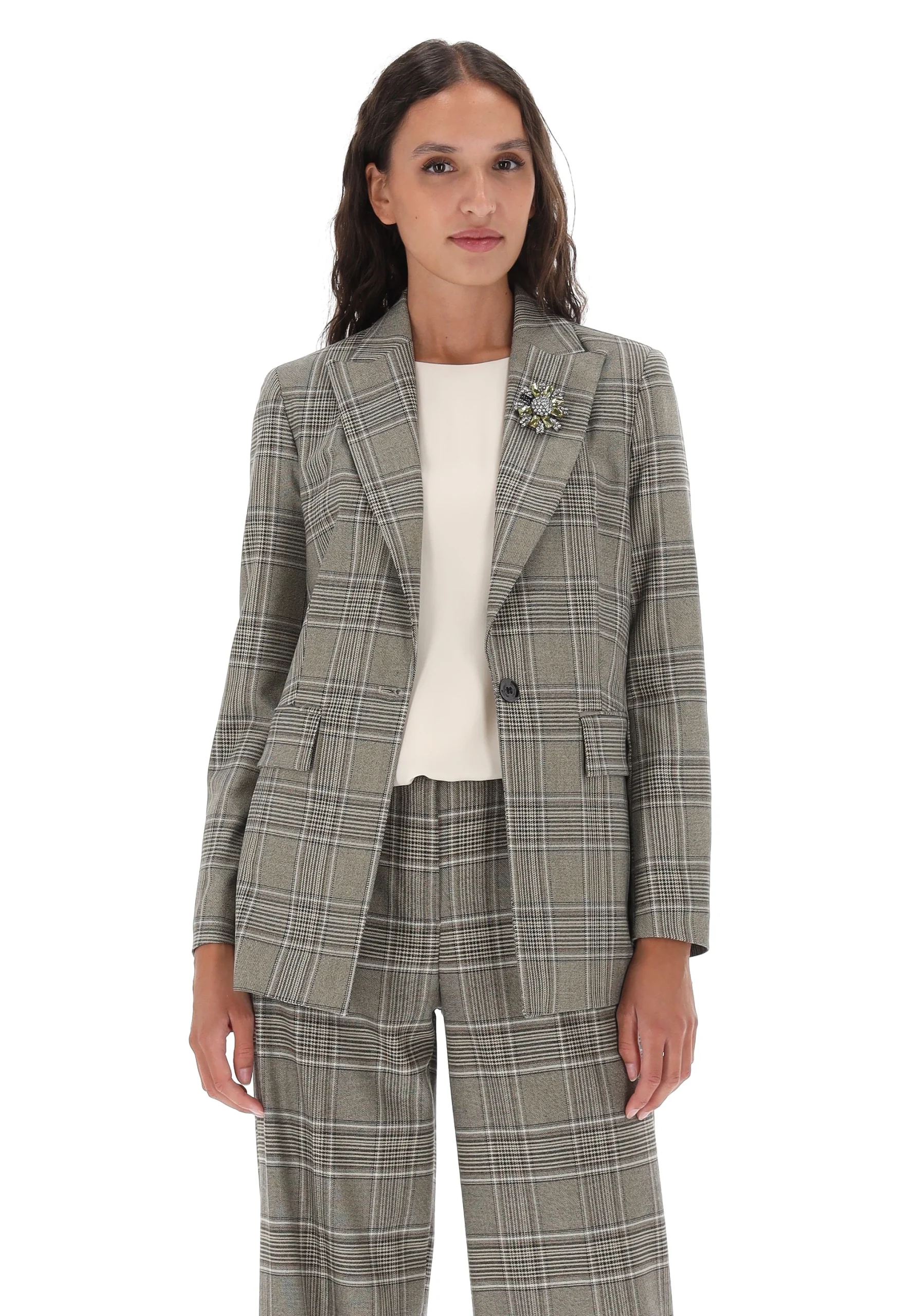Blazer a quadri con spilla Artigli ACGI003812