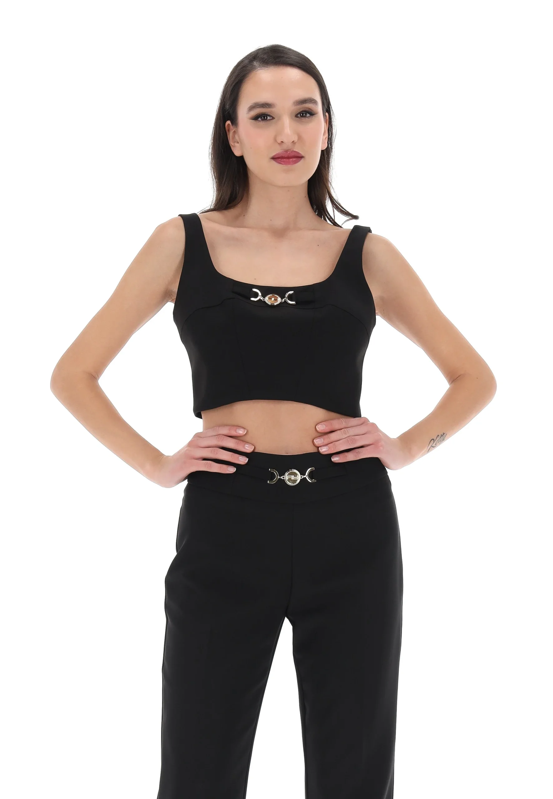 Top crop Artigli con dettagli oro ACTP000757