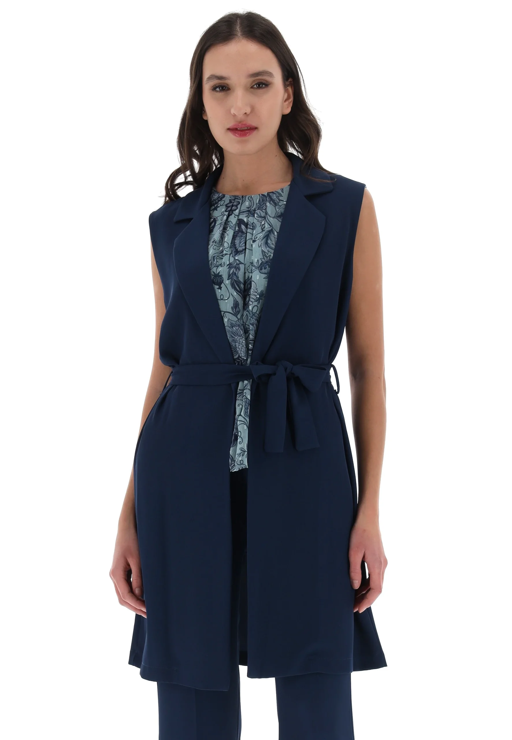 Gilet lungo aperto Artigli con fusciacca tinta unita