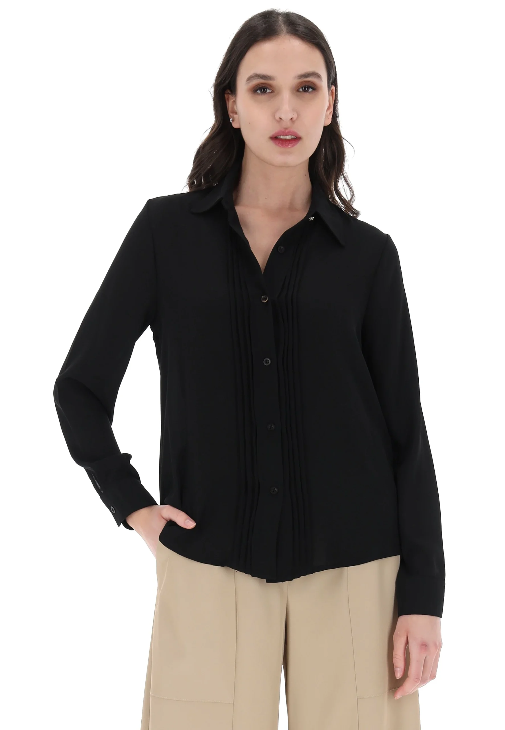 Camicia in georgette con pieghe frontali Artigli