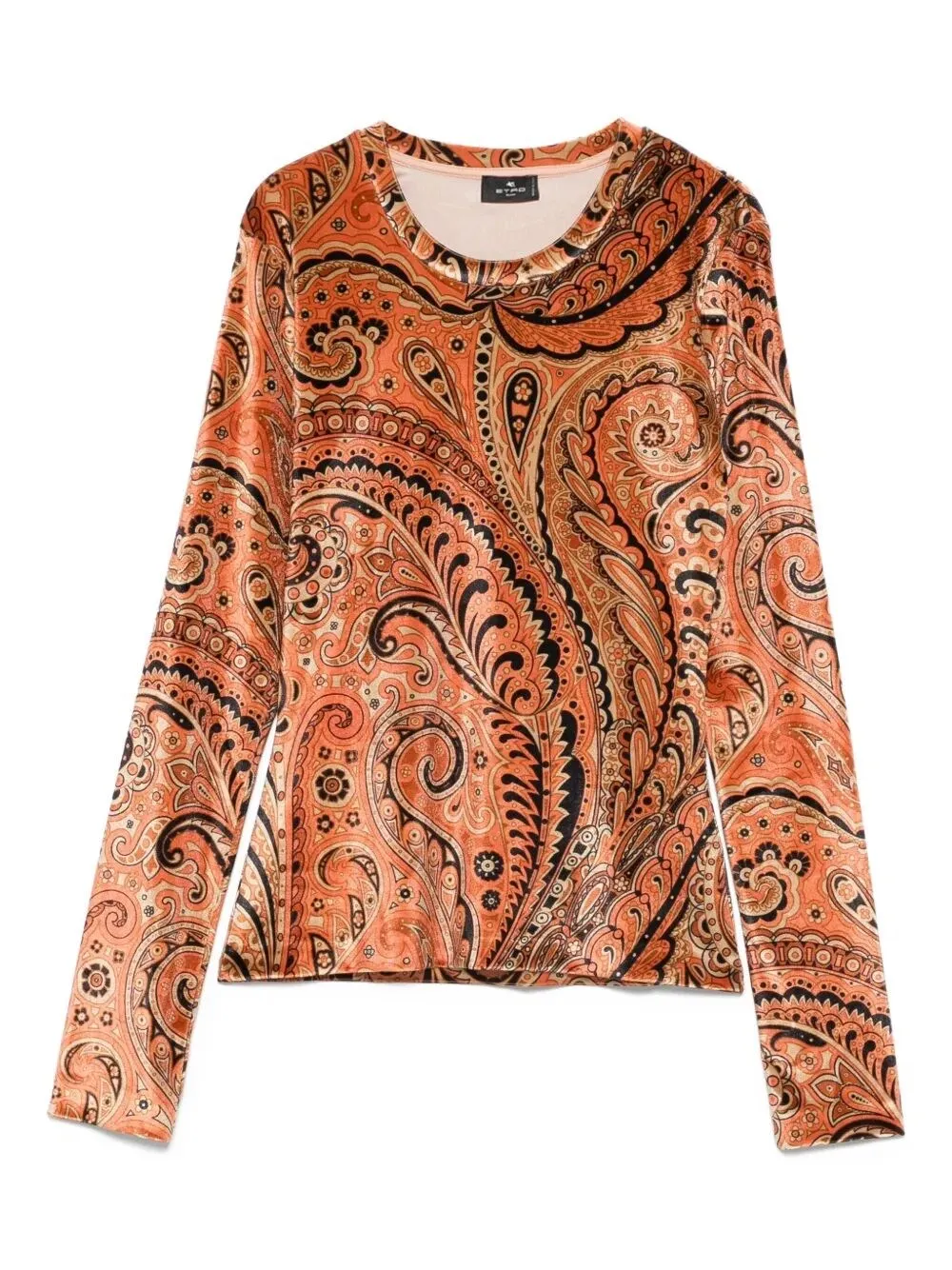 TOP A MANICHE LUNGHE IN VELLUTO CON STAMPA PAISLEY